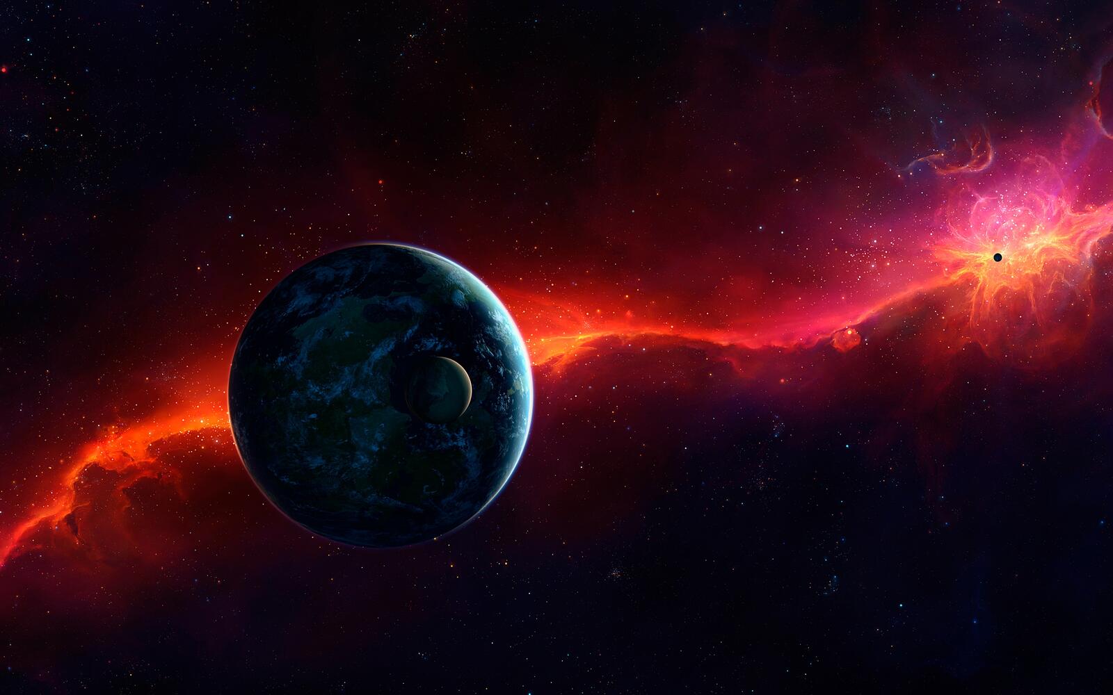 Wallpapers earth galaxy red nebula on the desktop