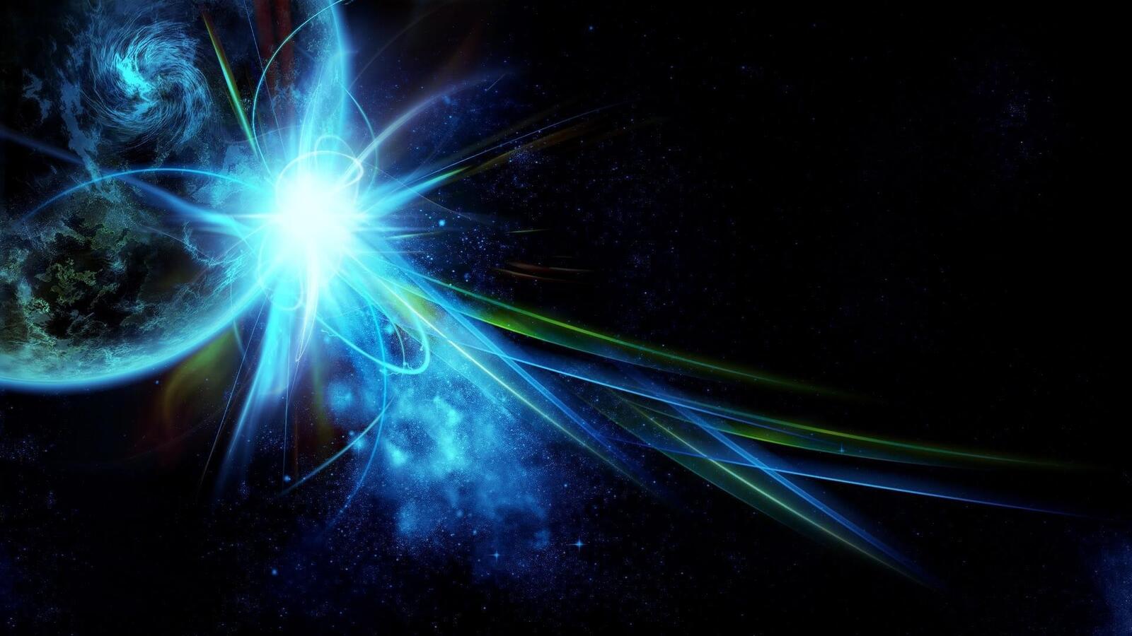 Wallpapers galaxy lines blue explosion on the desktop