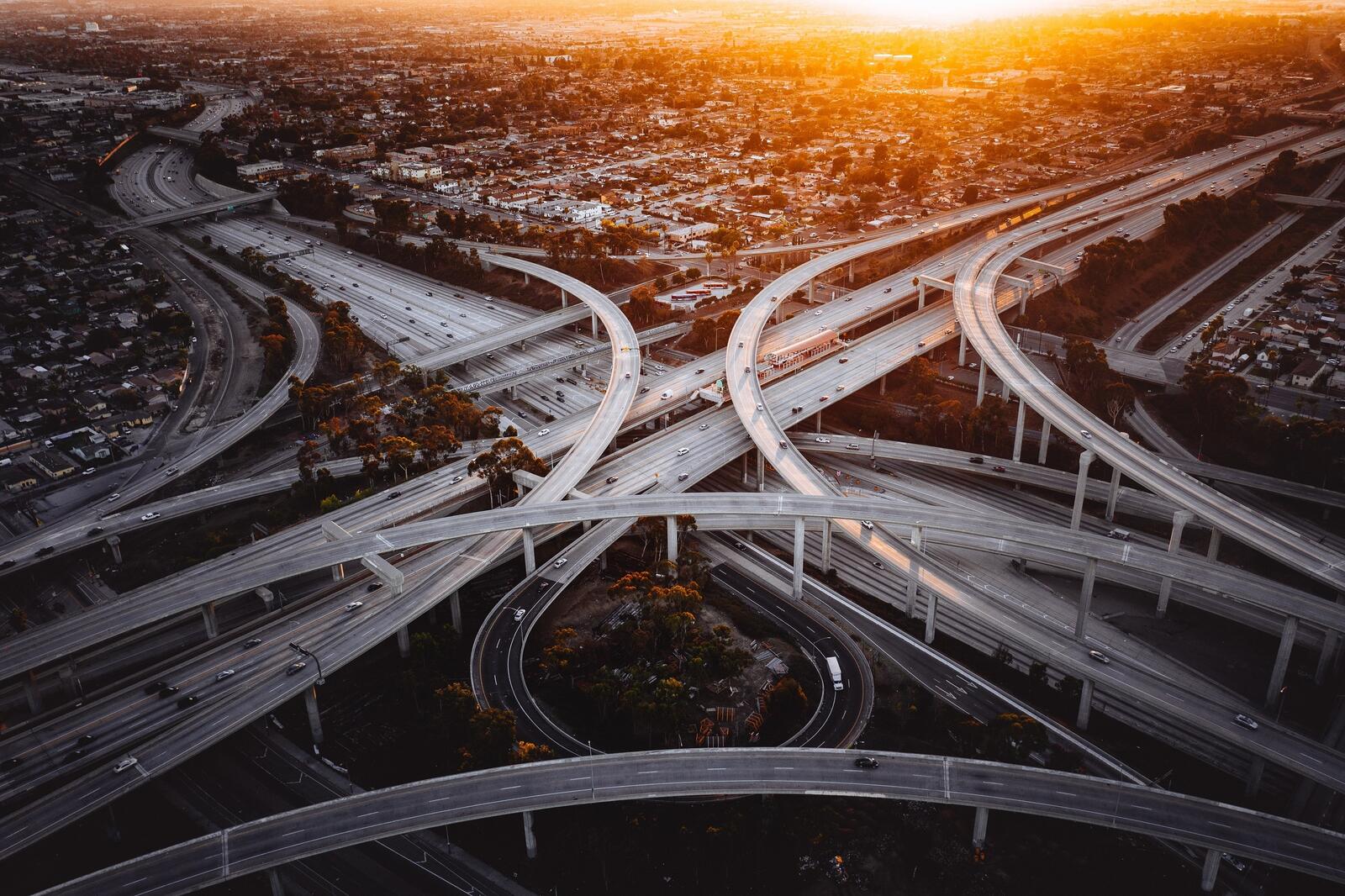Обои Лос-Анджелес закат дорога на рабочий стол