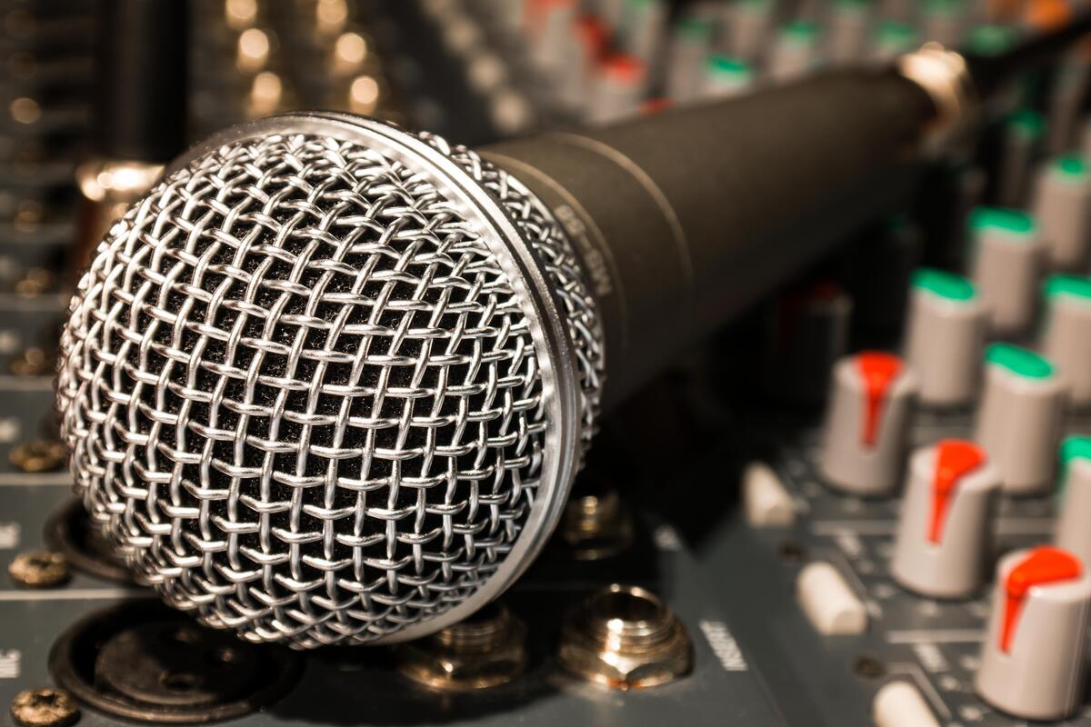 Close-up of the microphone