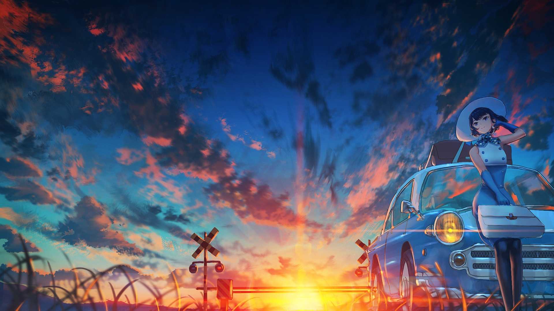 Photo anime landscape sunset scenery - free pictures on Fonwall