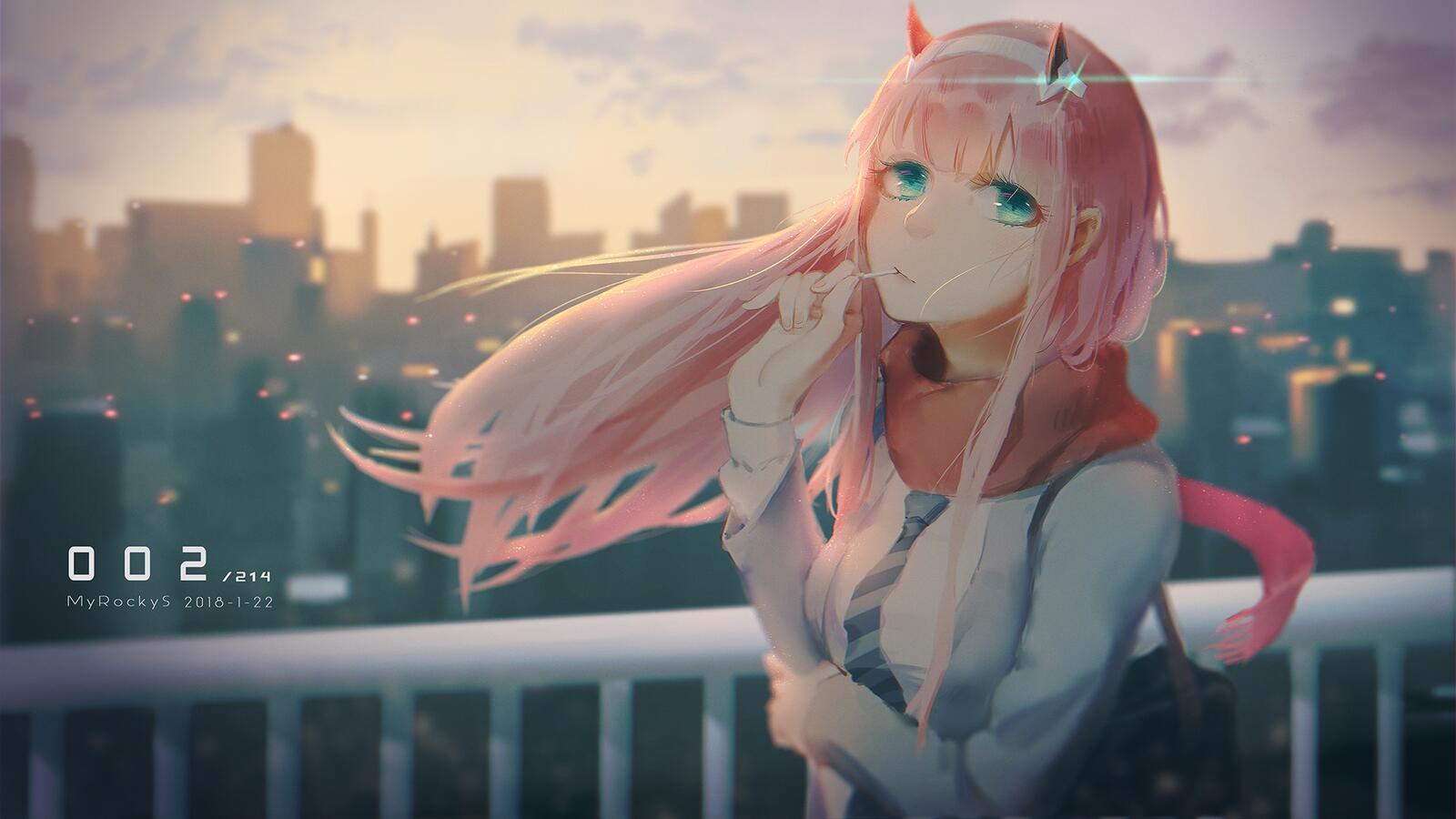 Wallpapers zero two darling in the franxx pink hair on the desktop