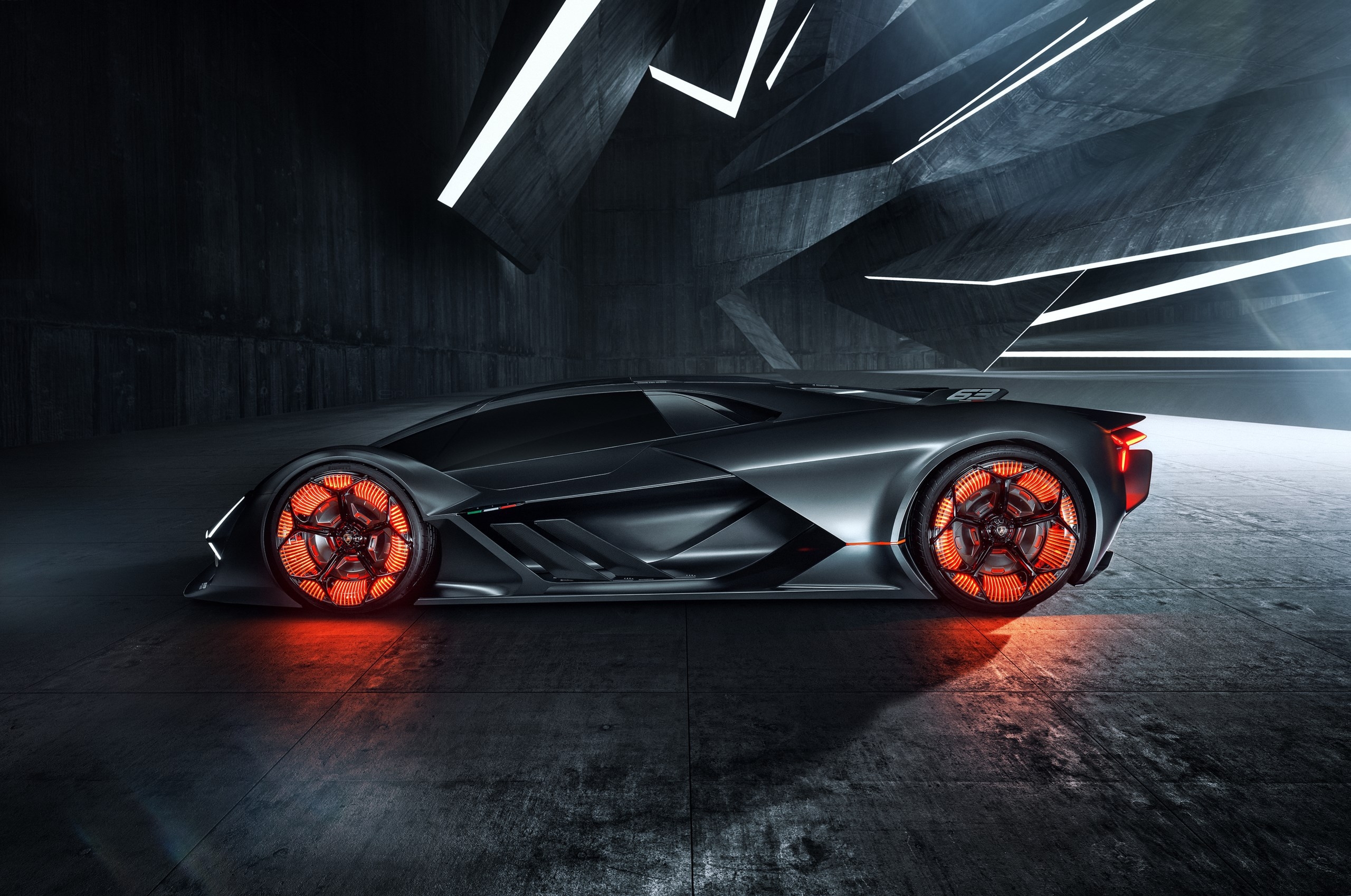 Фото бесплатно Lamborghini Terzo Millennio, электрические суперкары, вид сбоку