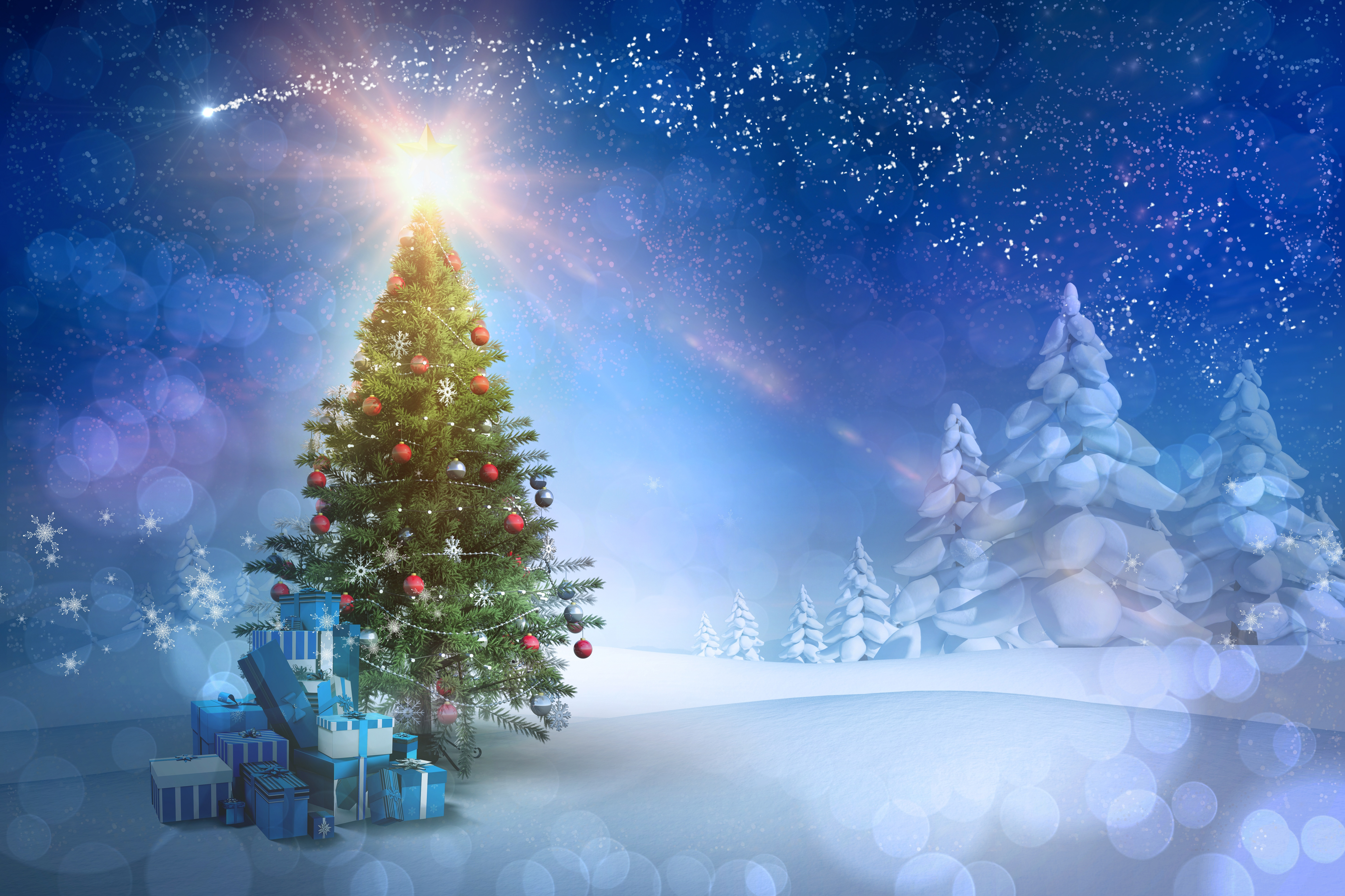 Free photo Christmas background with a Christmas tree