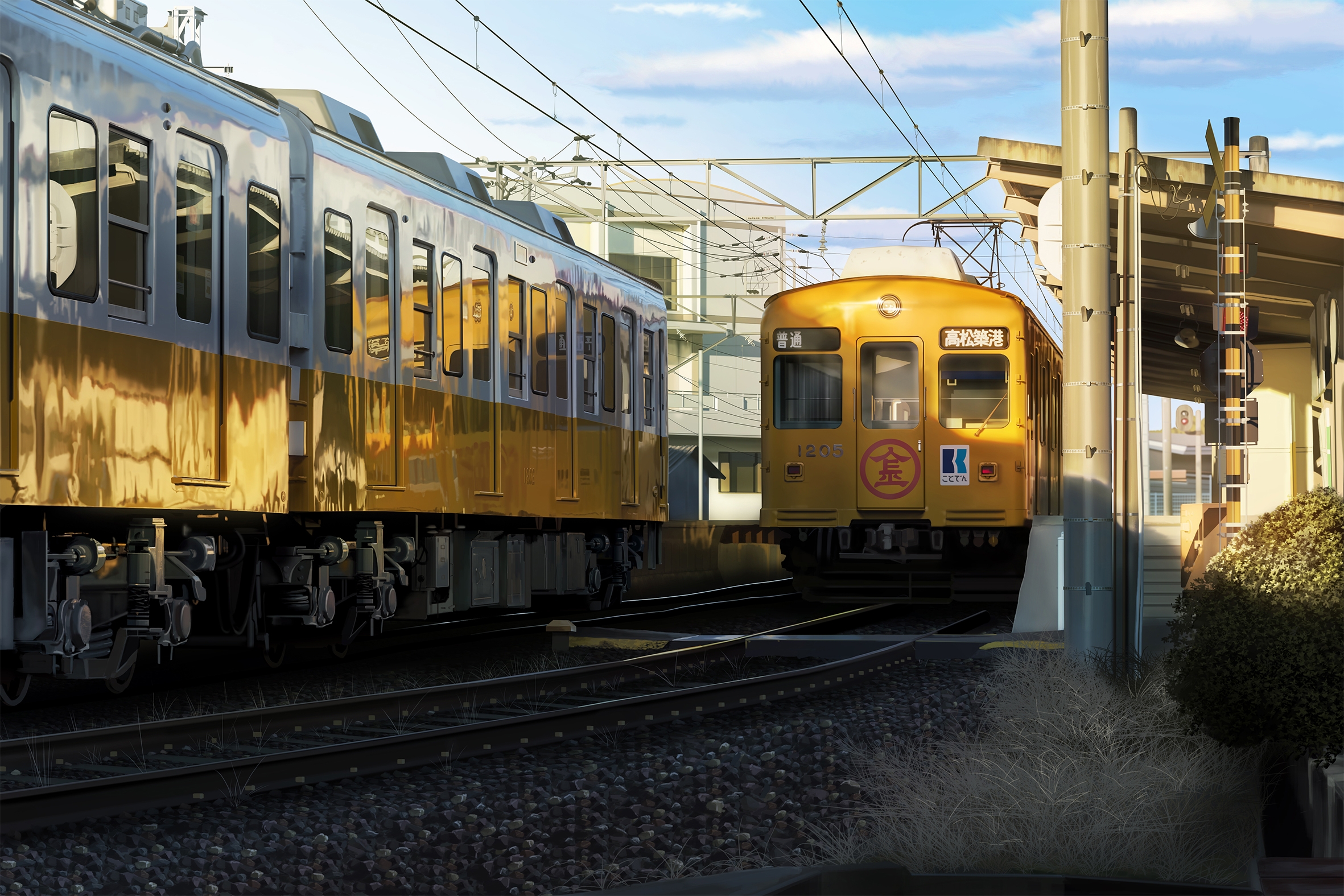 Wallpapers train station anime railway sun light on the desktop