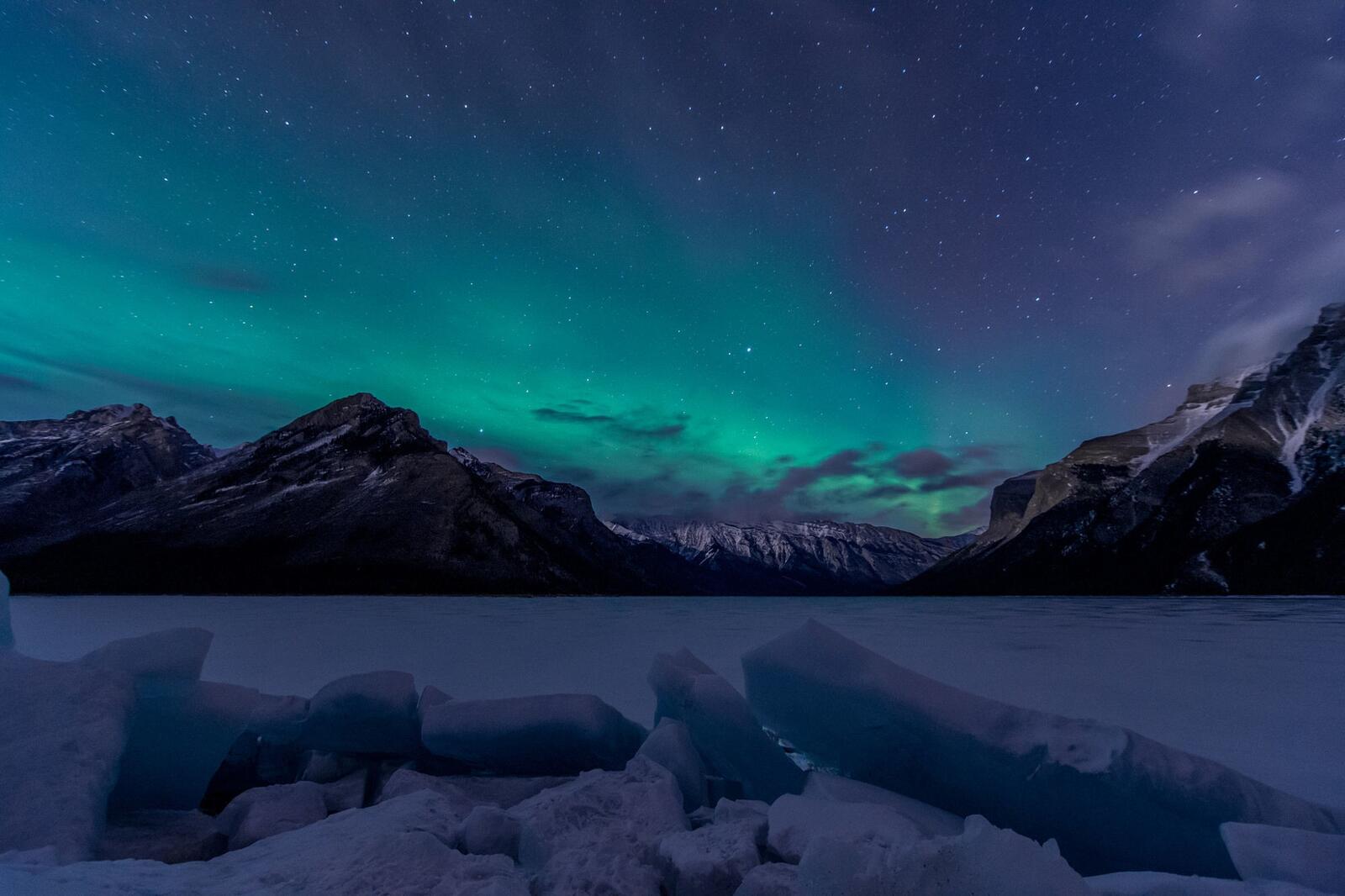 Wallpapers landscape snow aurora borealis on the desktop