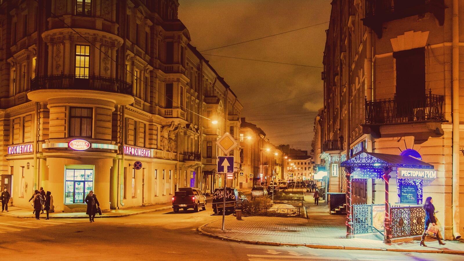 Wallpapers lights Saint Petersburg houses on the desktop