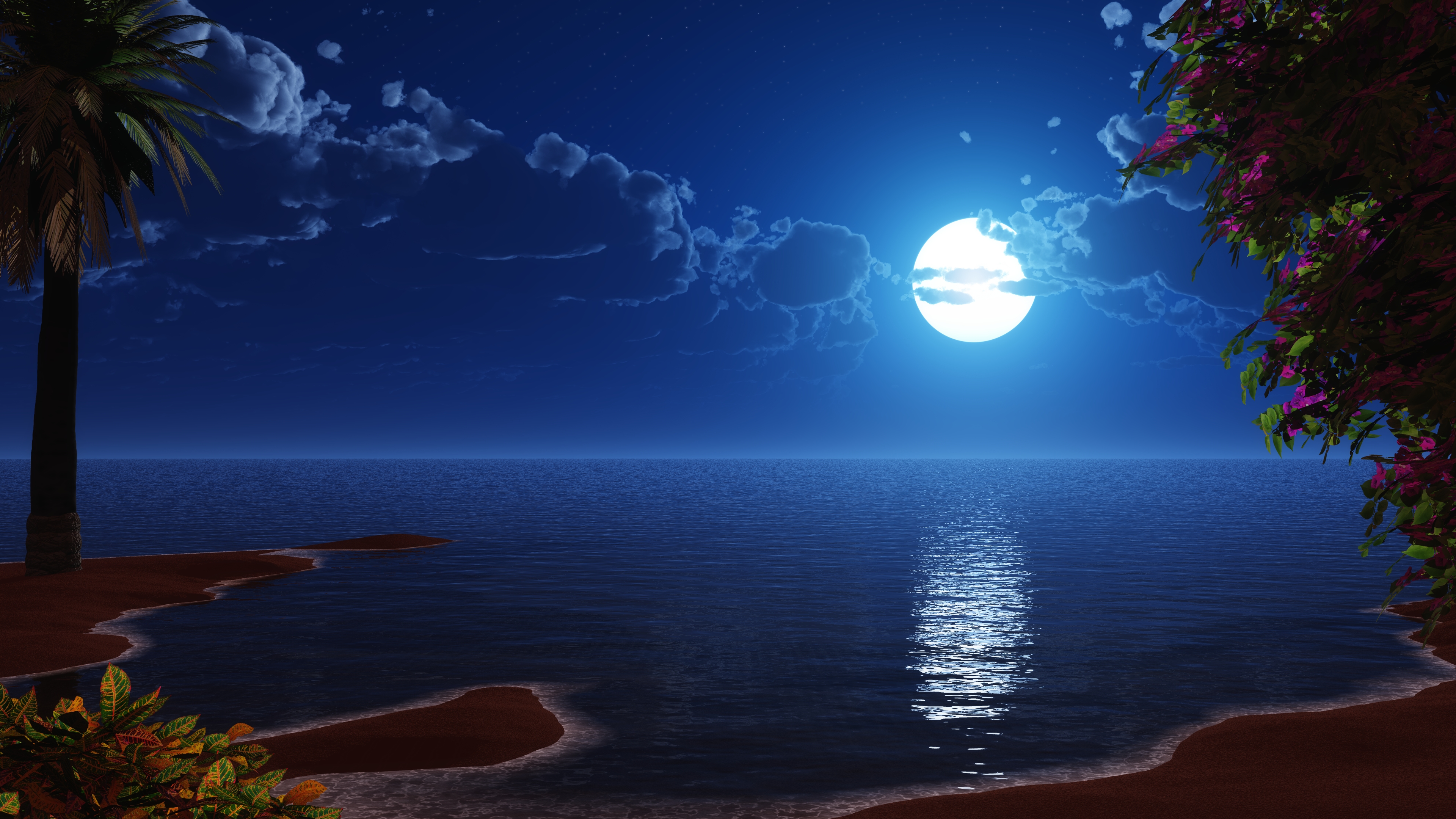 Фото бесплатно море, остров, луна