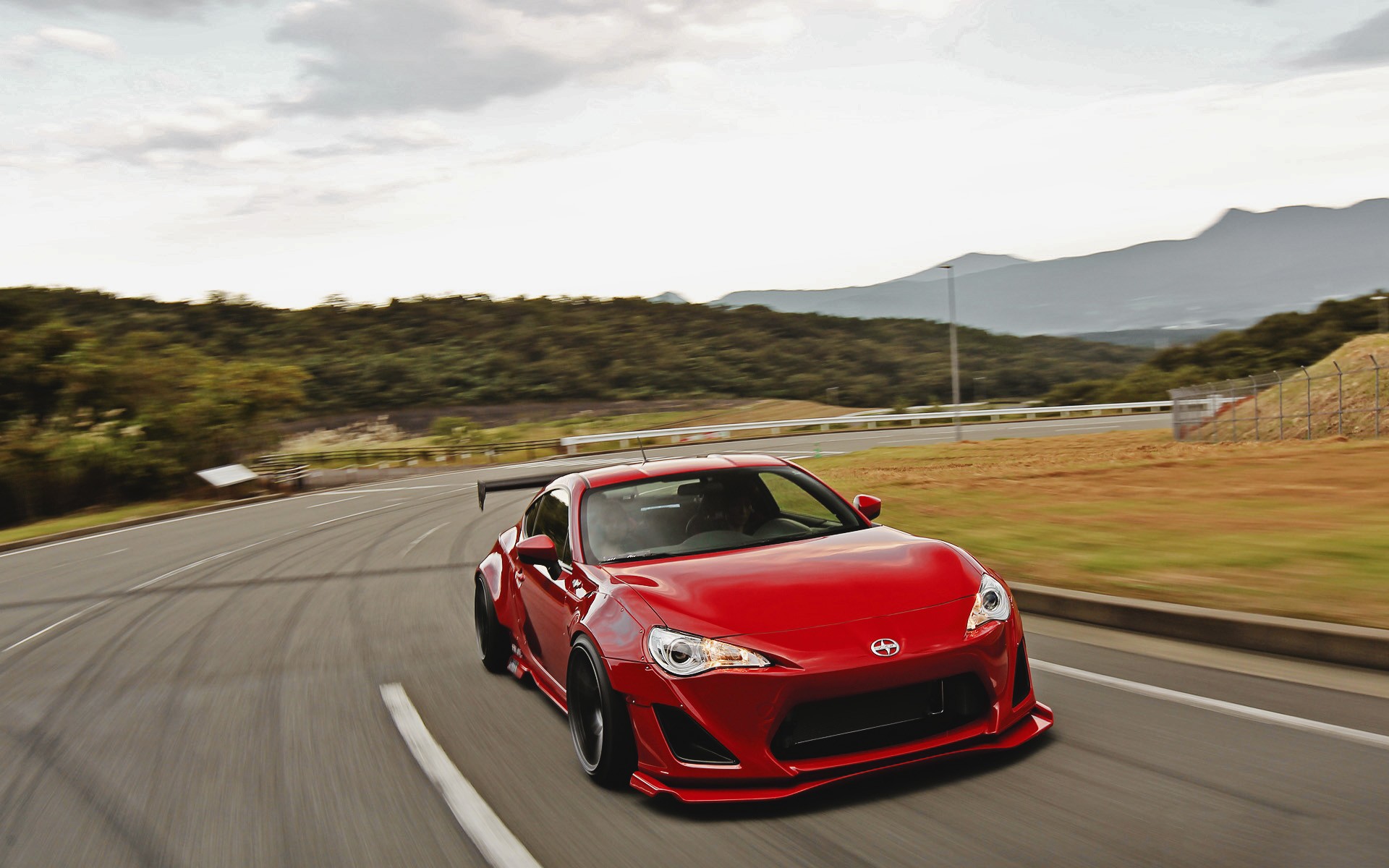 Wallpapers scion fr s red cars in move on the desktop