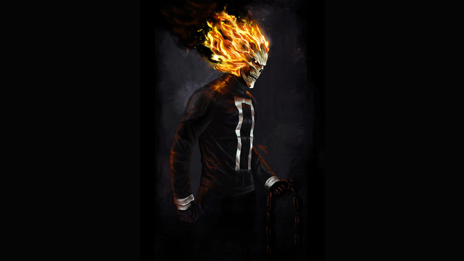 Wallpapers ghost rider rendering fire on the desktop