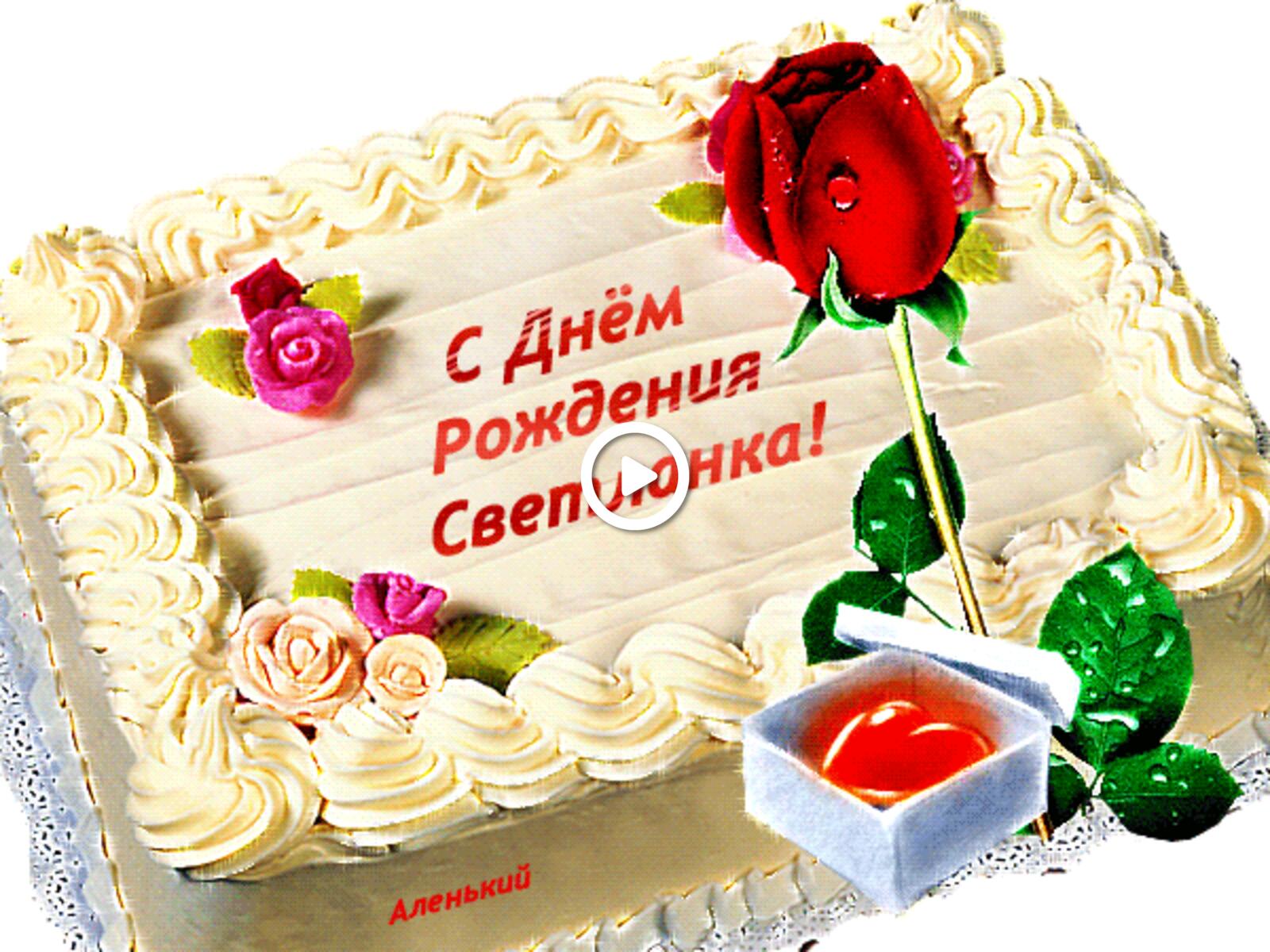 A postcard on the subject of happy birthday happy birthday svetlana animation happy birthday to light for free