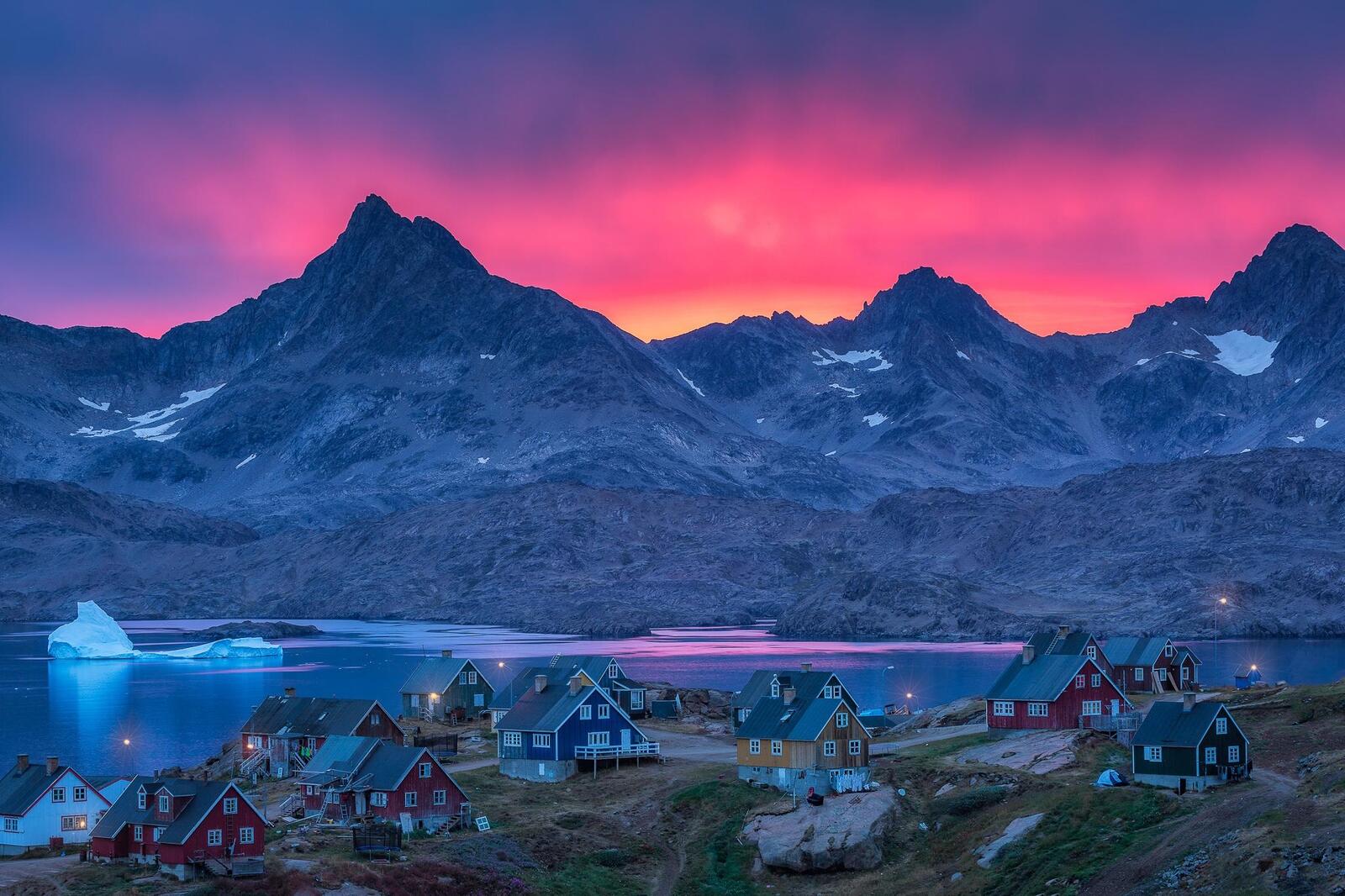 Обои Гренландия закат озеро на рабочий стол