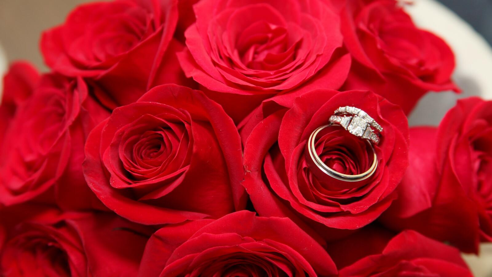 Бесплатное фото Розы и обручальное кольцо
