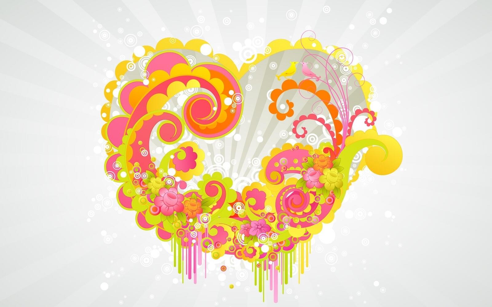 Wallpapers heart yellow Valentine day on the desktop