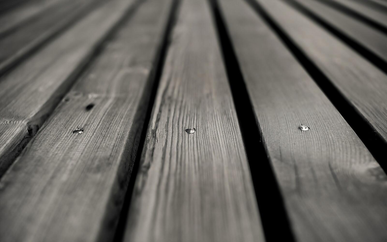 Wallpapers wooden floor bench black and white on the desktop