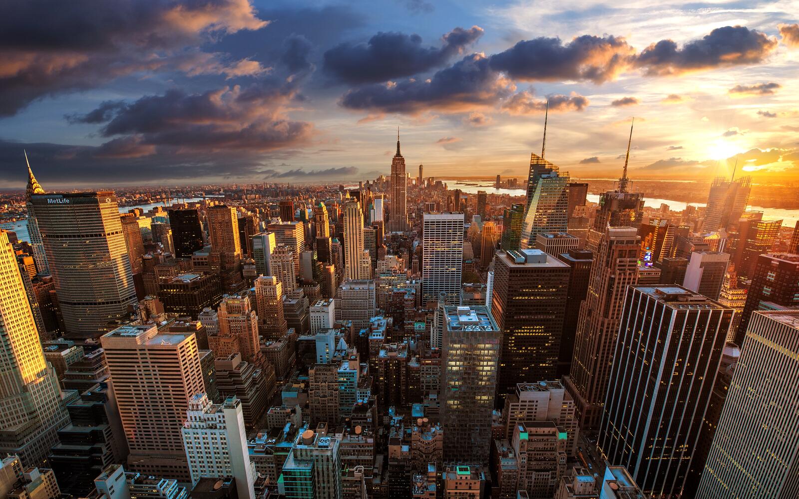 Wallpapers New York city sunset on the desktop