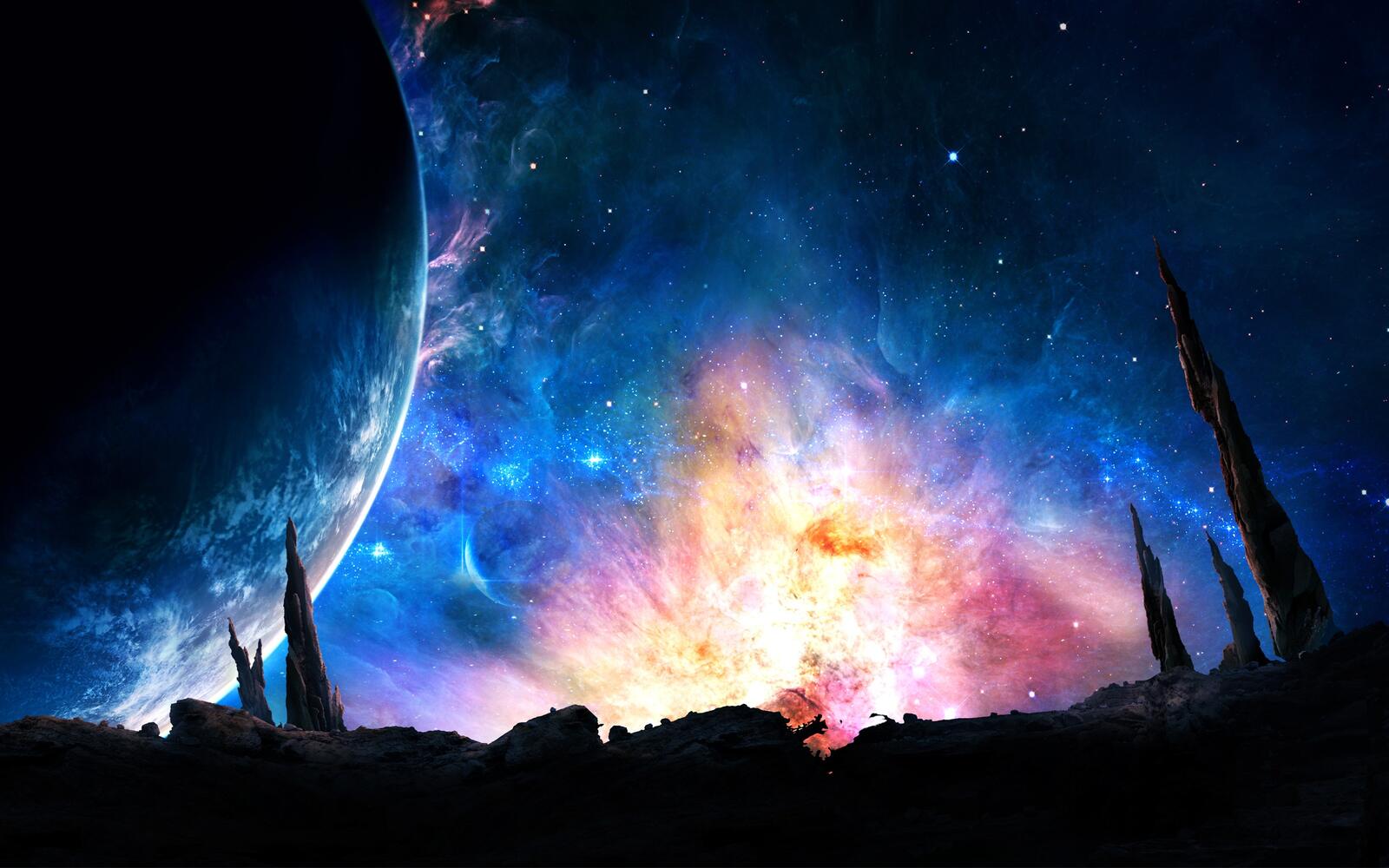 Wallpapers galaxy flash planets on the desktop