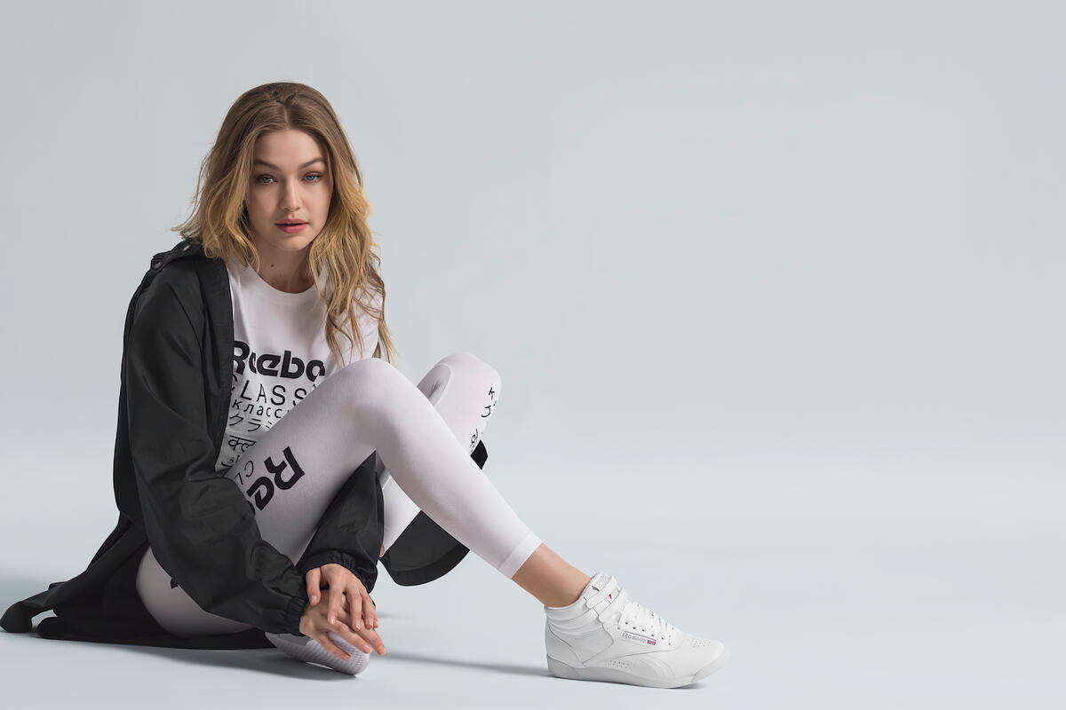 Gigi Hadid in sportswear brand Reebok