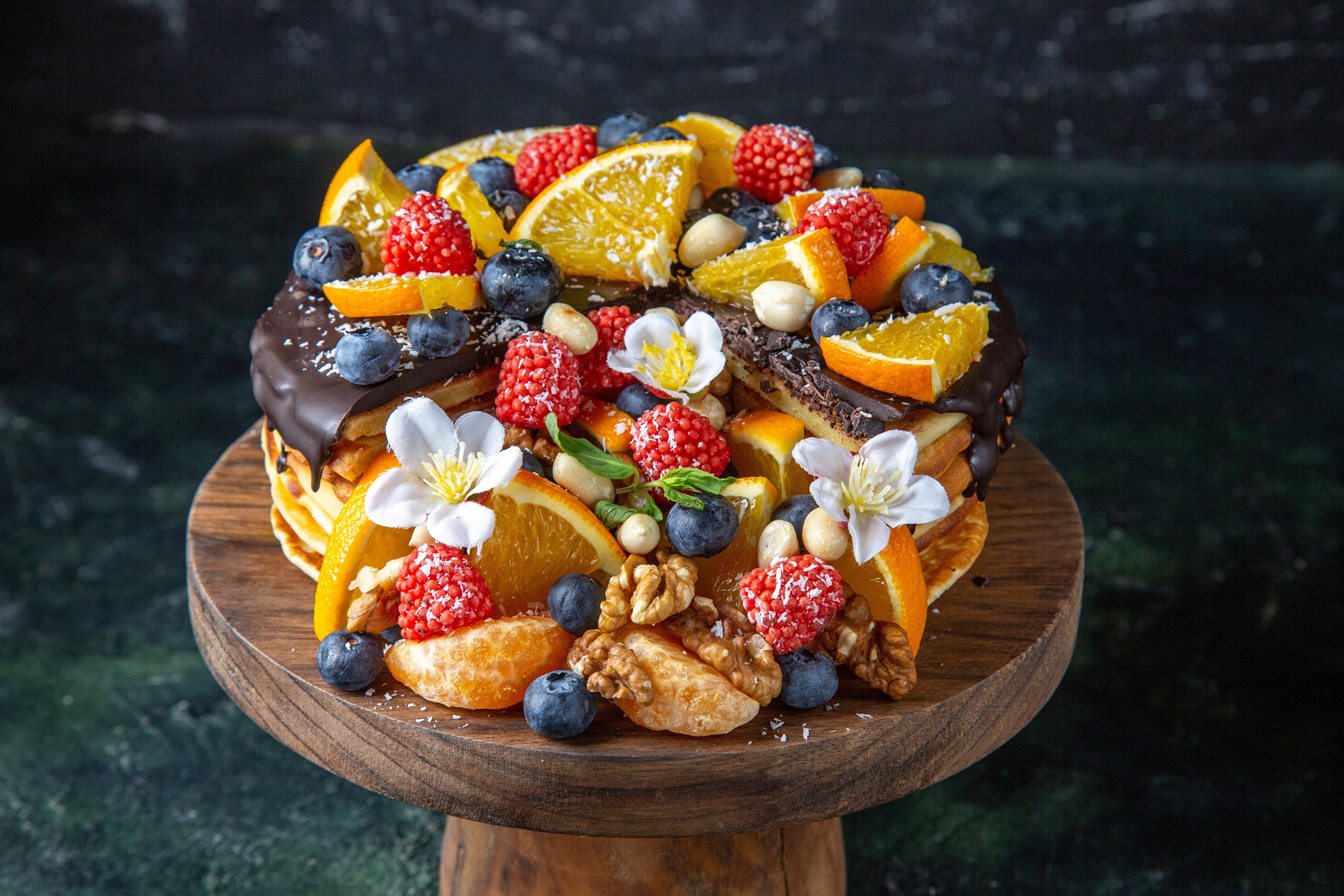 Photo free nuts, orange fruit, cake