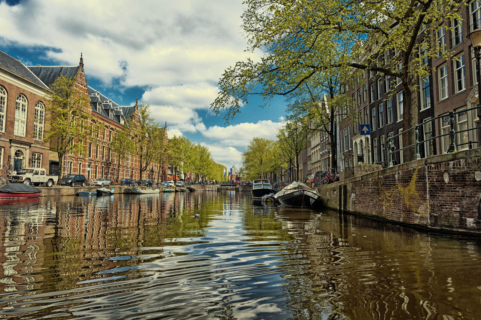 Обои Амстердам Голландия канал на рабочий стол