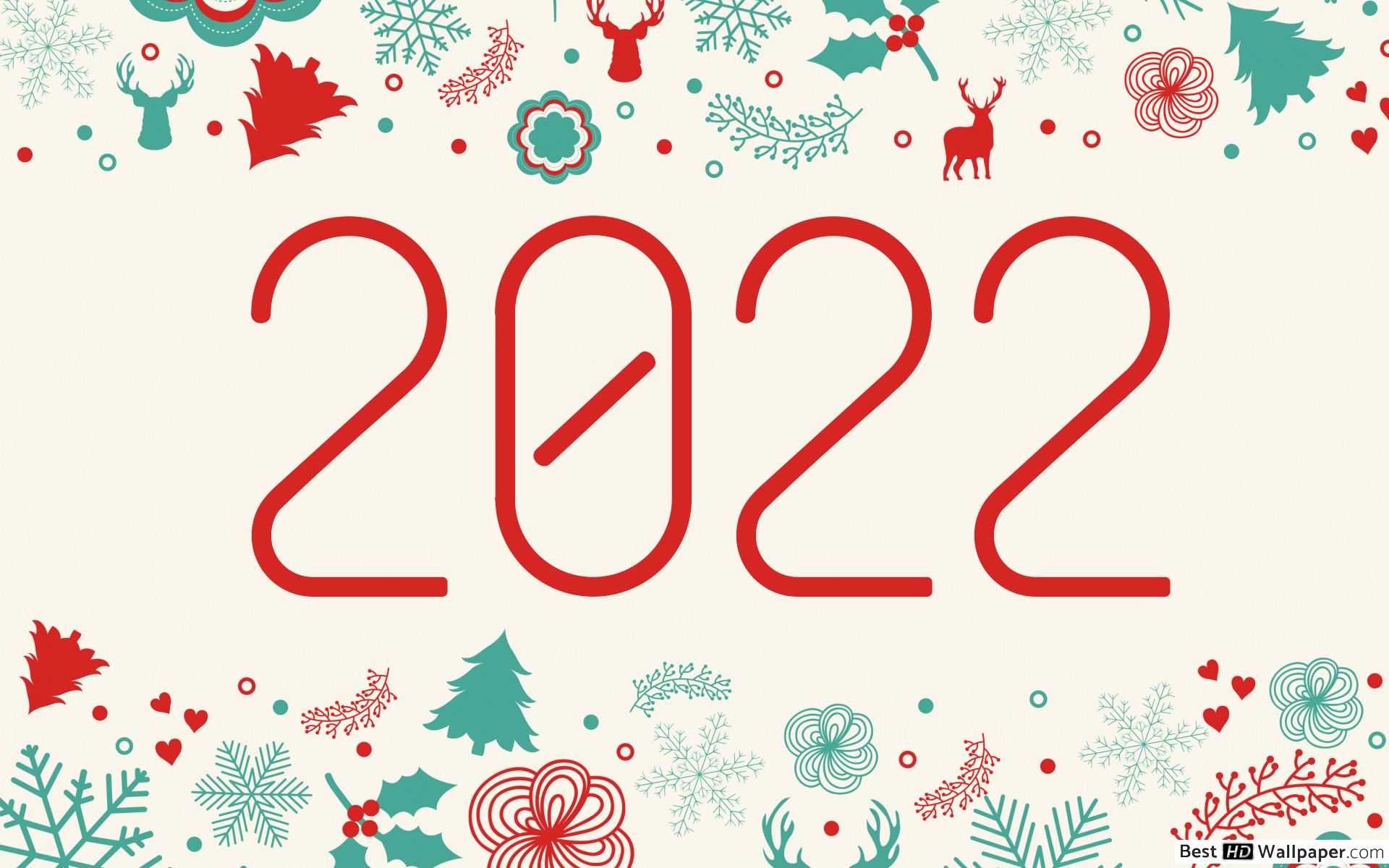 桌面上的壁纸2022 2022 年新年快乐 鹿