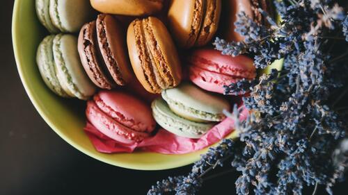 A plate of sweet macaroons