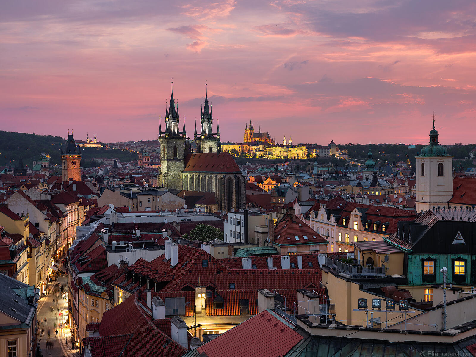 Wallpapers the roofs of the houses Prague Castle city on the desktop