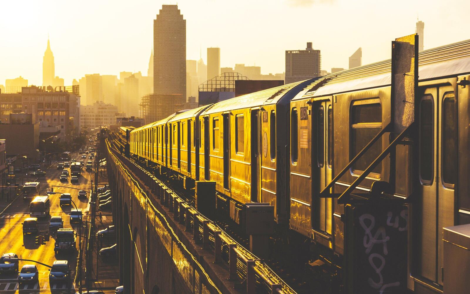 Обои Нью-Йорк поезд пейзажи на рабочий стол