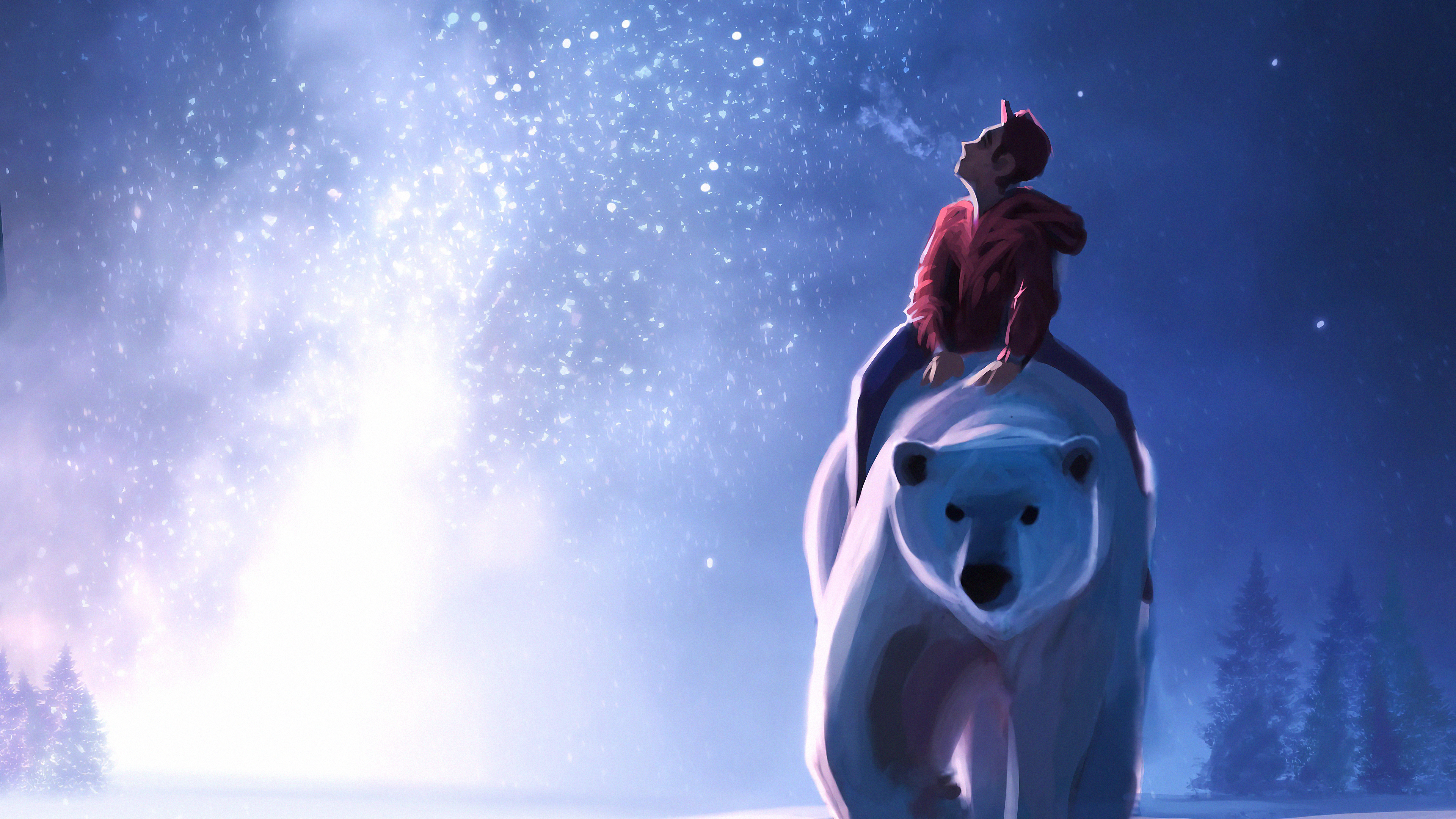 Фото бесплатно художник, белый медведь, зима