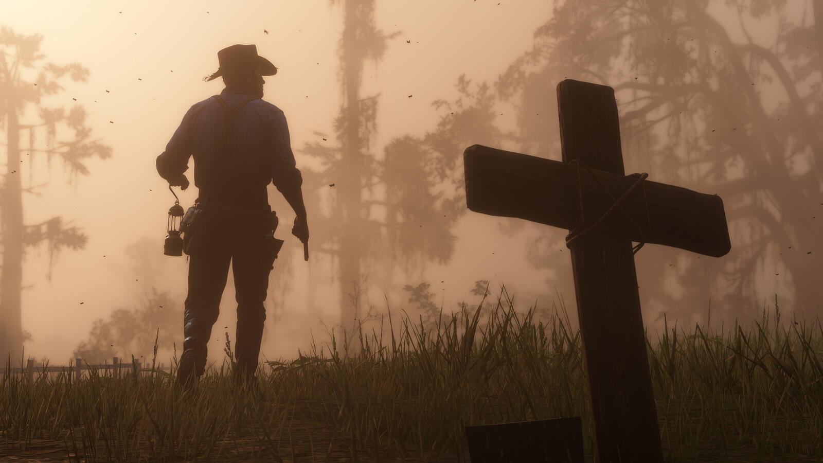 Wallpapers fog red dead redemption 2 silhouette on the desktop