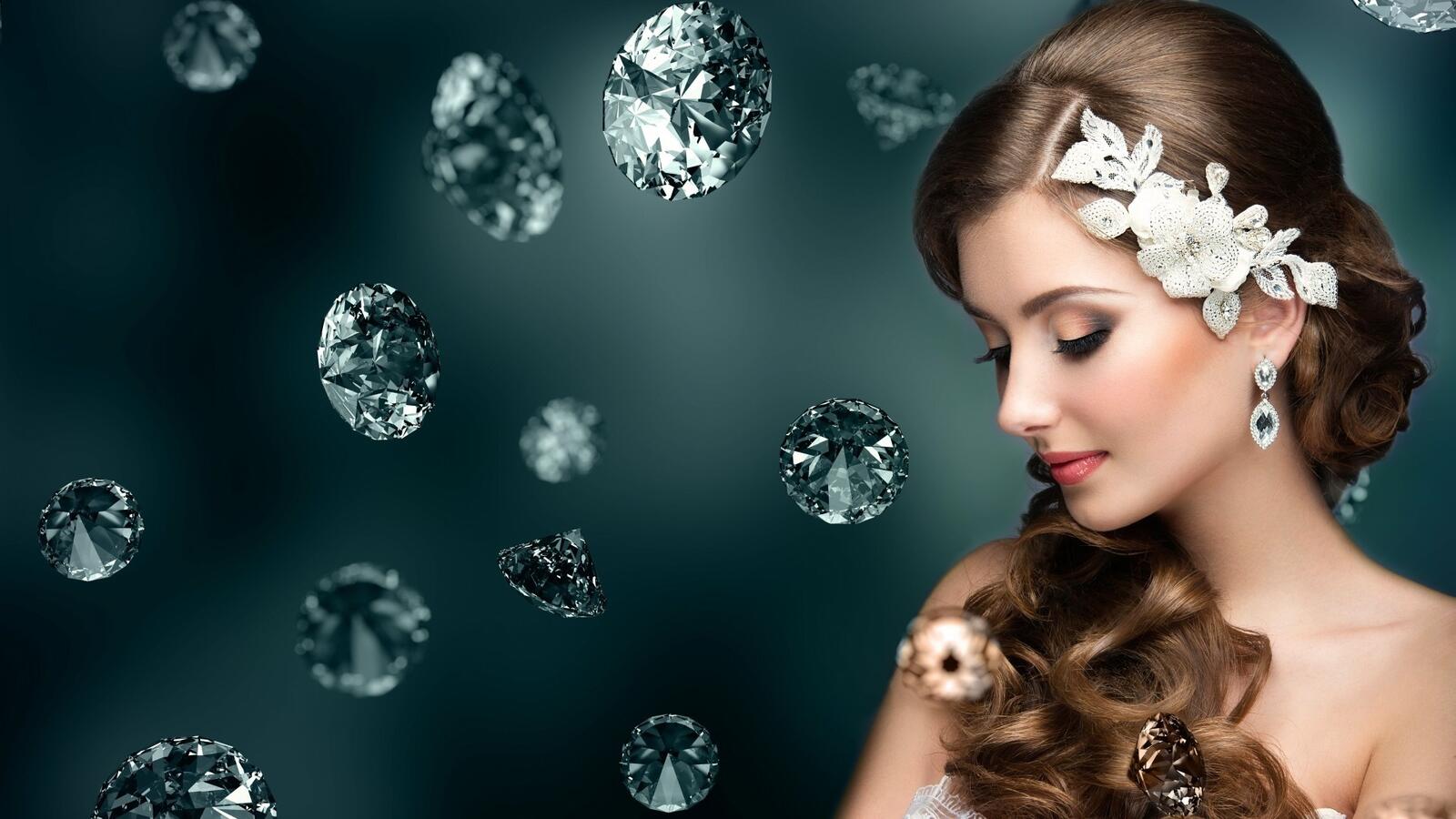 Wallpapers girl make-up hair ornaments on the desktop