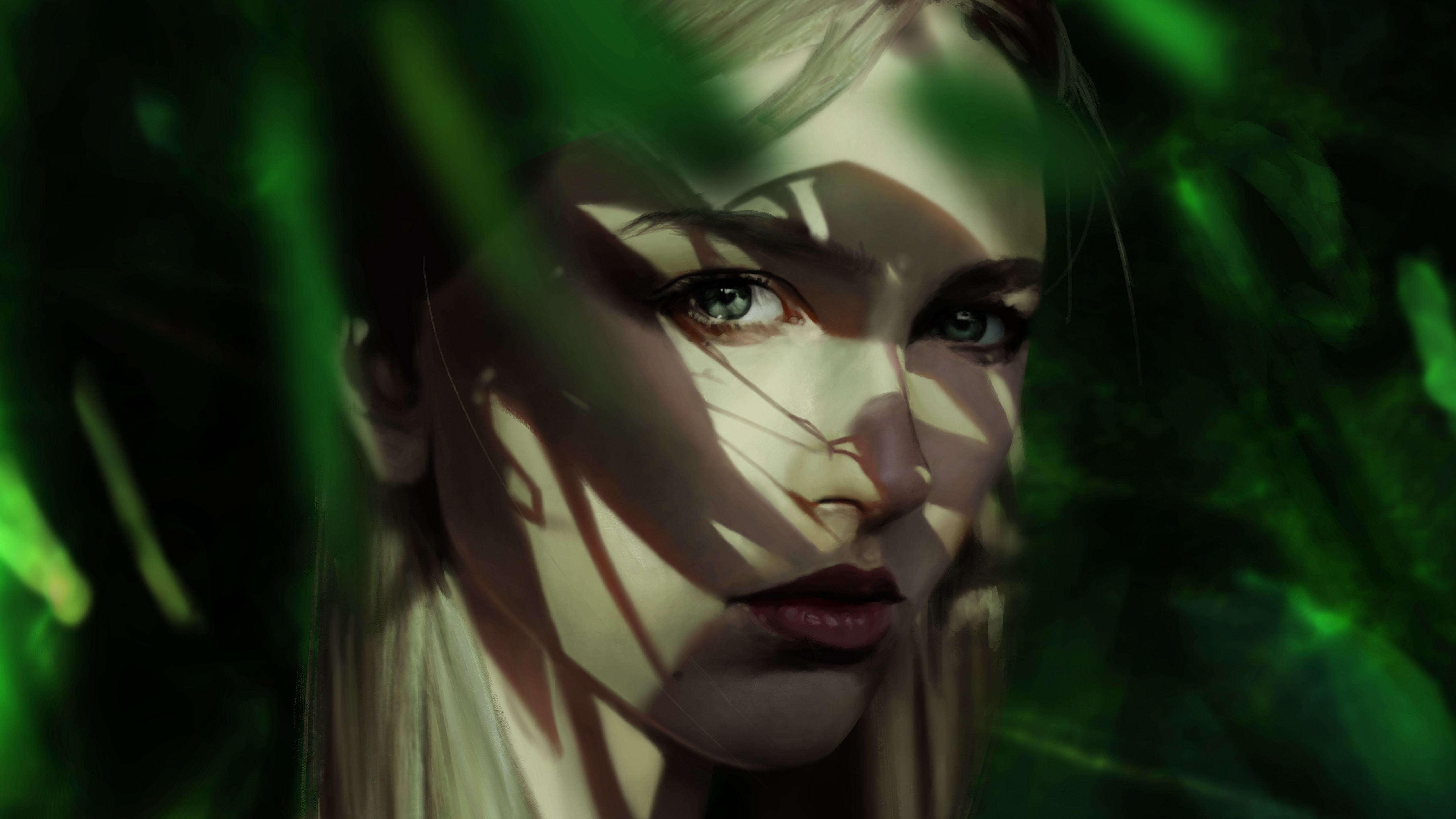 Фото бесплатно блондинка, зеленые листья, модель