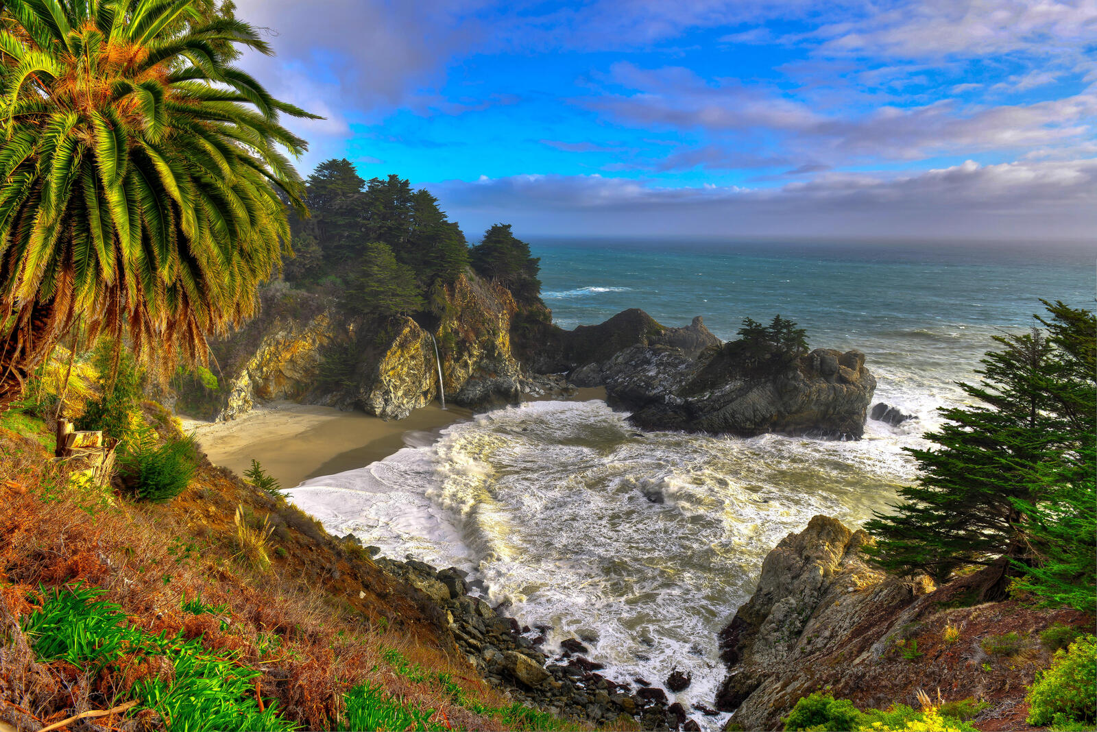 Wallpapers mcway waterfall California Pacific Coast on the desktop