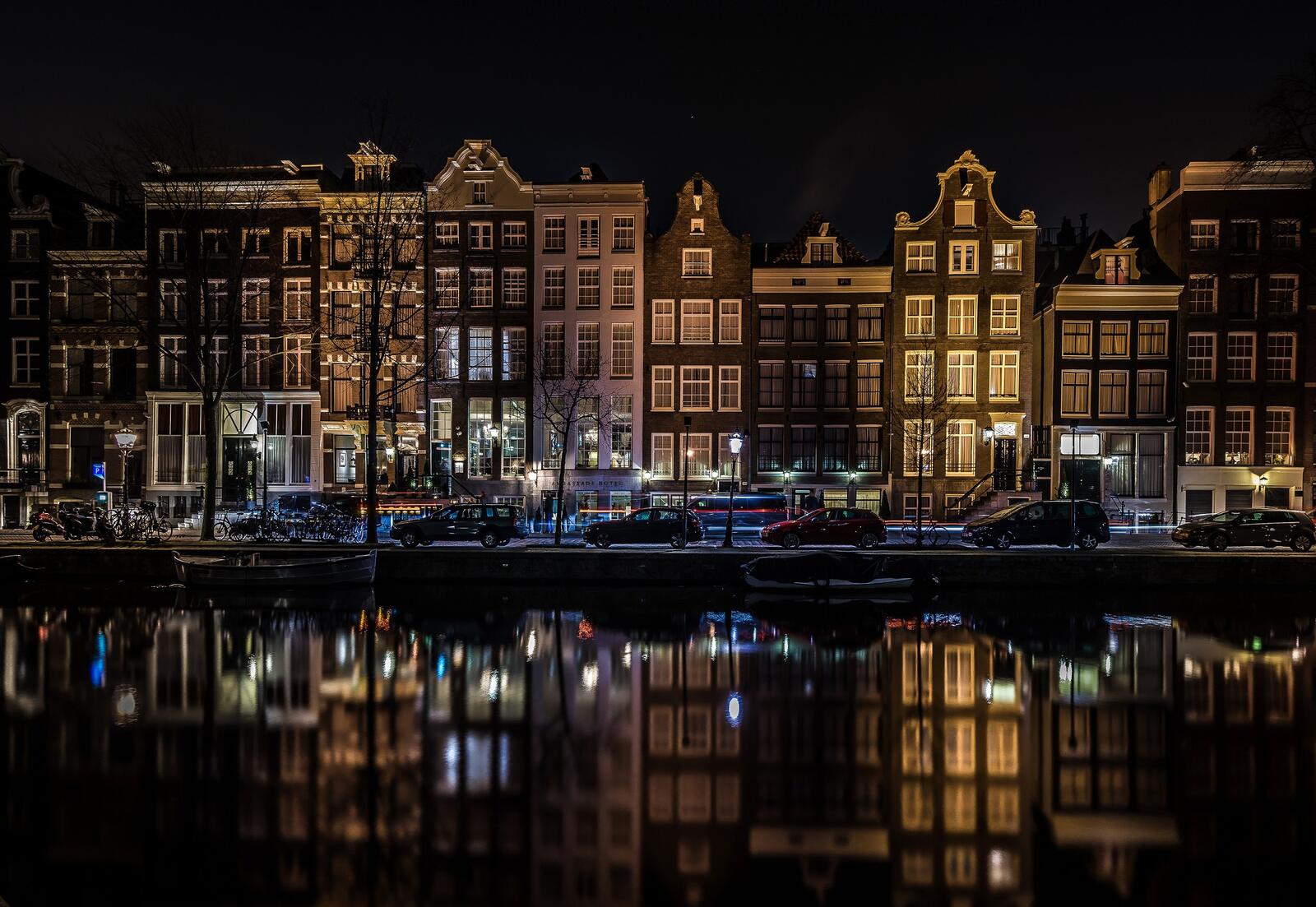 Обои Нидерланды Амстердам река на рабочий стол