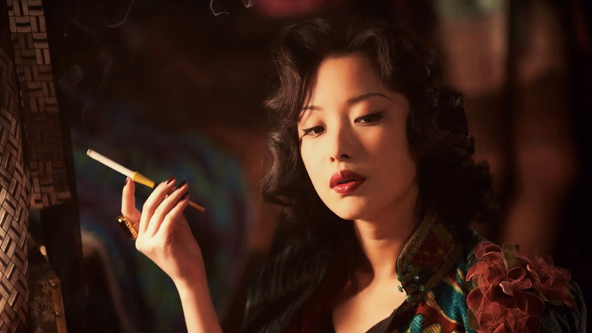 Photo of an Asian woman smoking