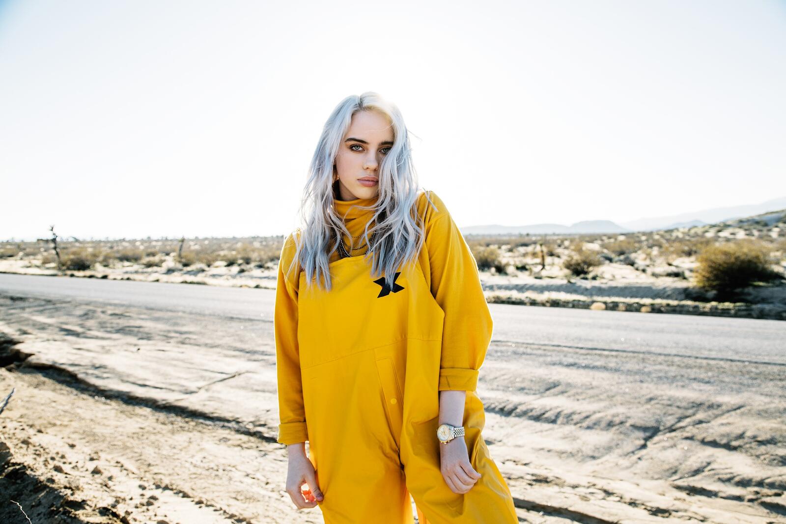 Wallpapers Billie Eilish yellow clothes music on the desktop