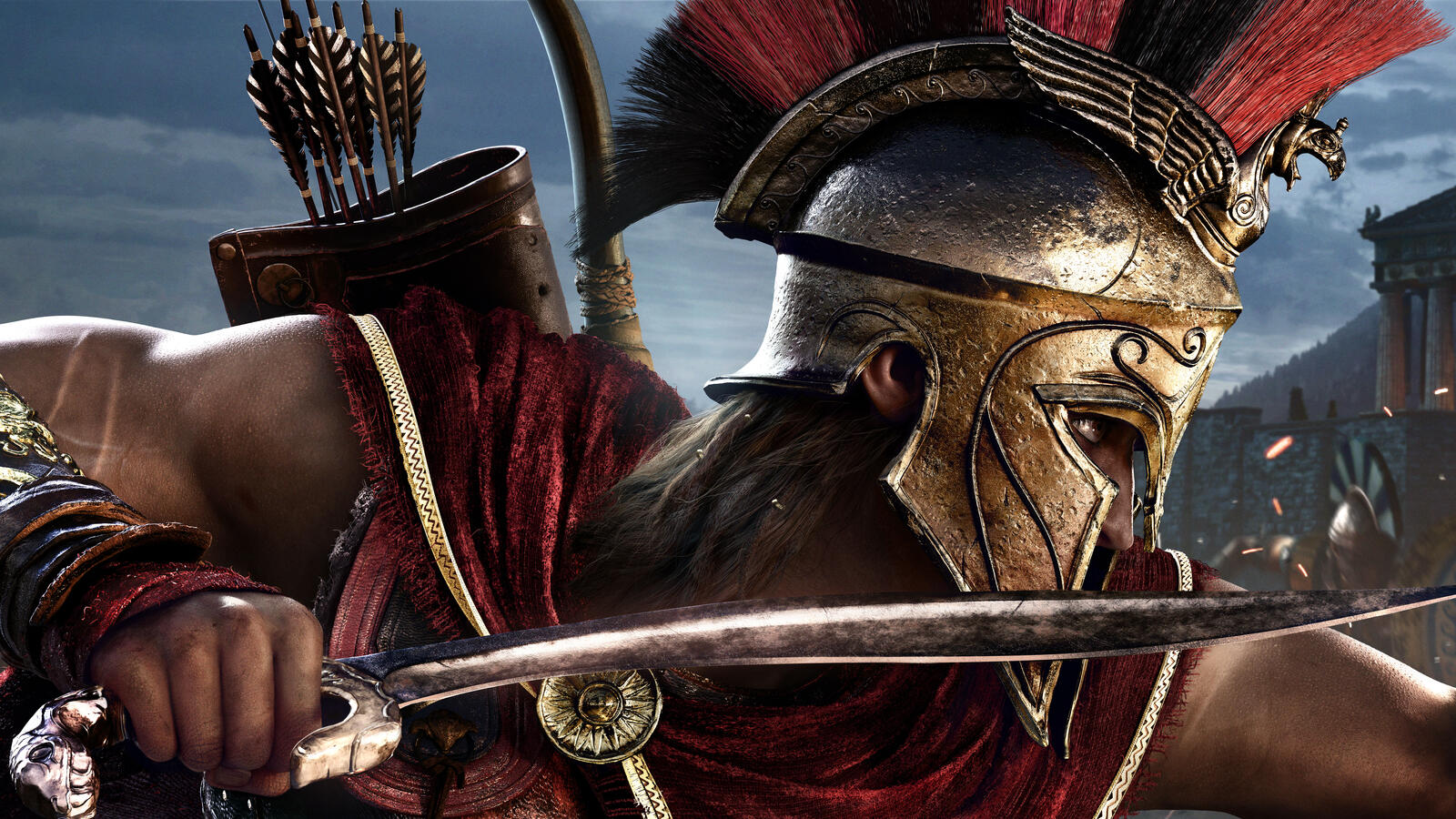 Wallpapers games Assassins Creed Odyssey helmet on the desktop