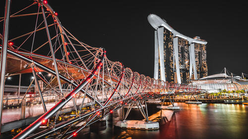 Мост Сингапуре ночью красивые фотографии