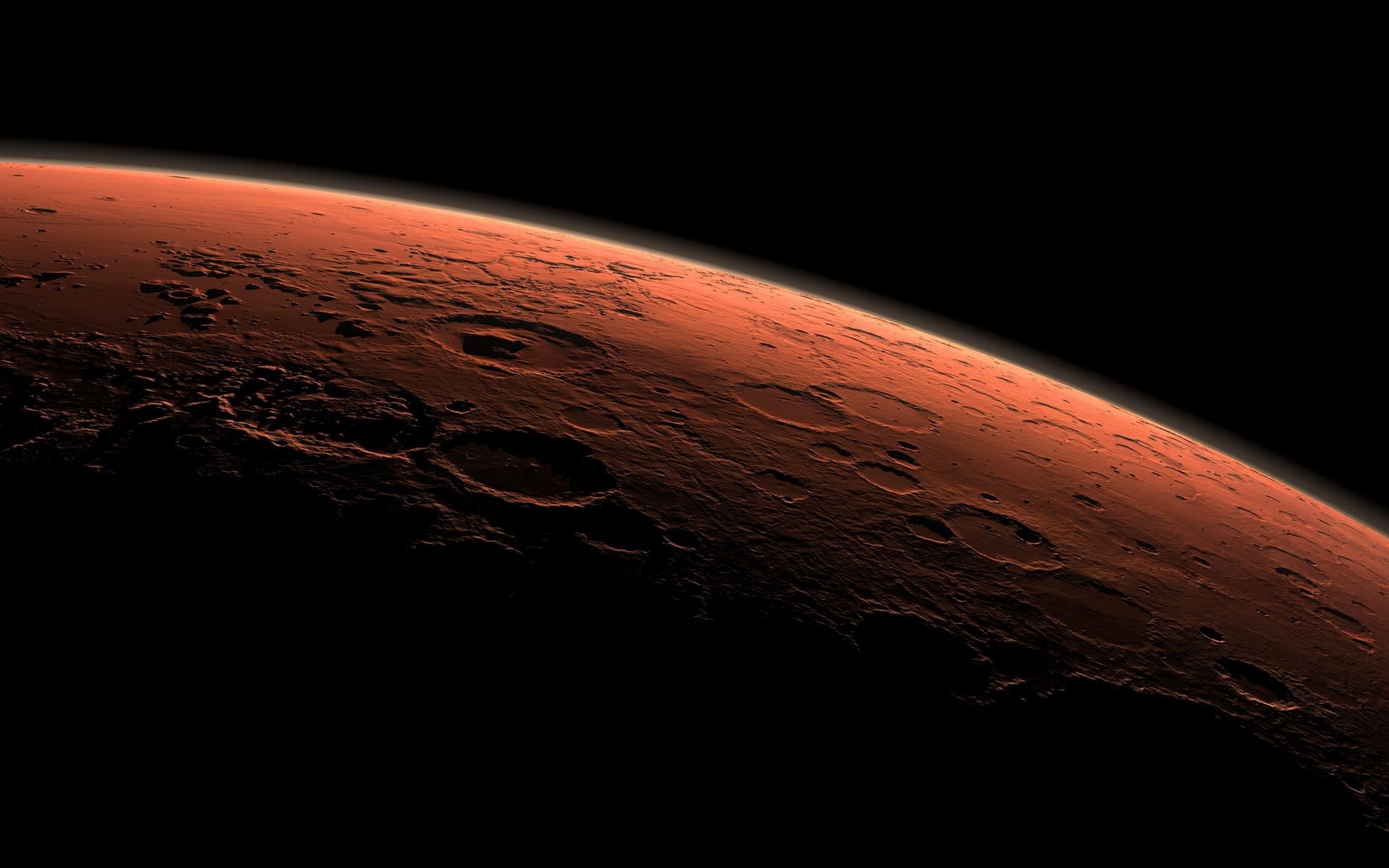 Free photo The surface of mars illuminated by the sun