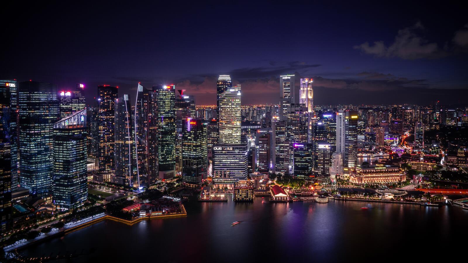 Обои обои сингапур ночь небоскребы на рабочий стол