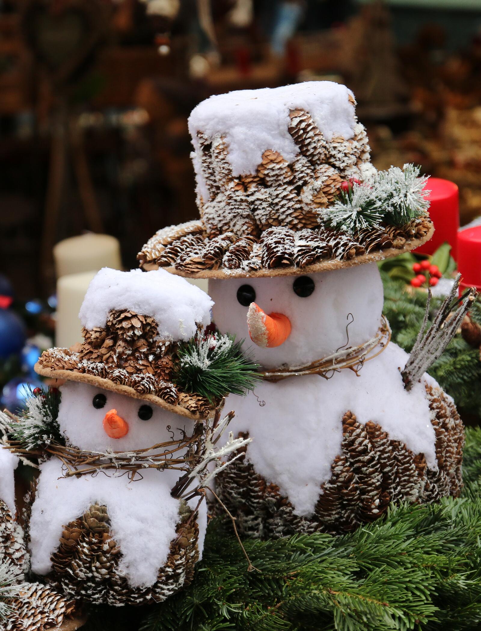 Обои рождественское украшение снеговик рождественский базар на рабочий стол