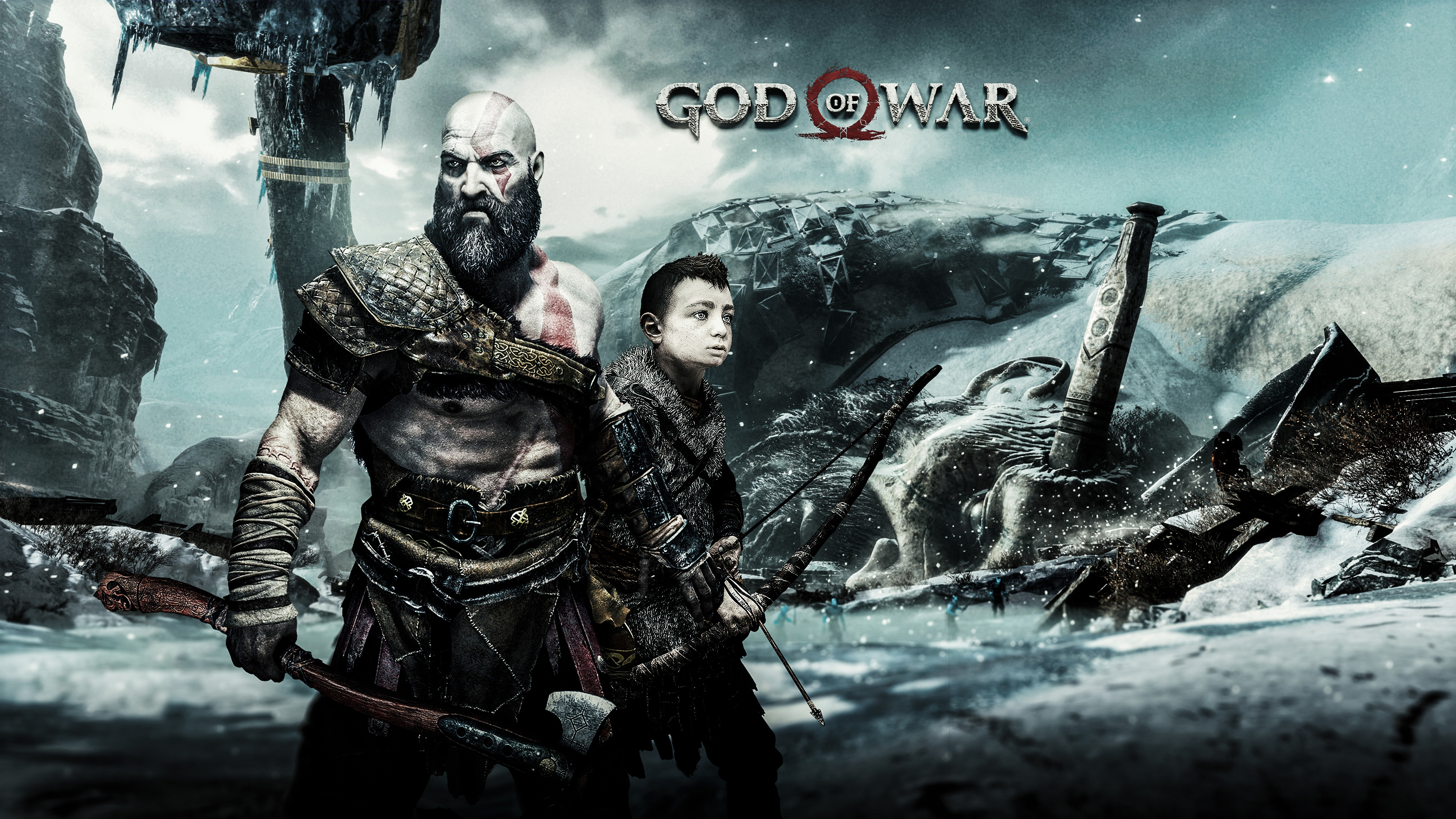 Бесплатное фото Главная заставка из игры God Of War 4