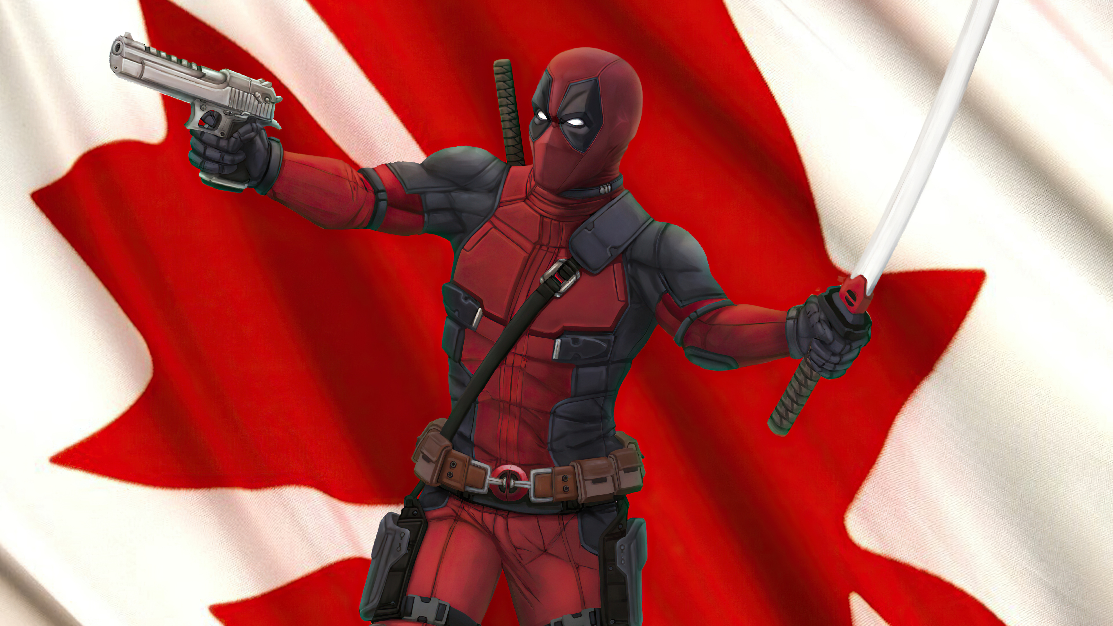 Wallpapers flag of Canada pistol Deadpool on the desktop