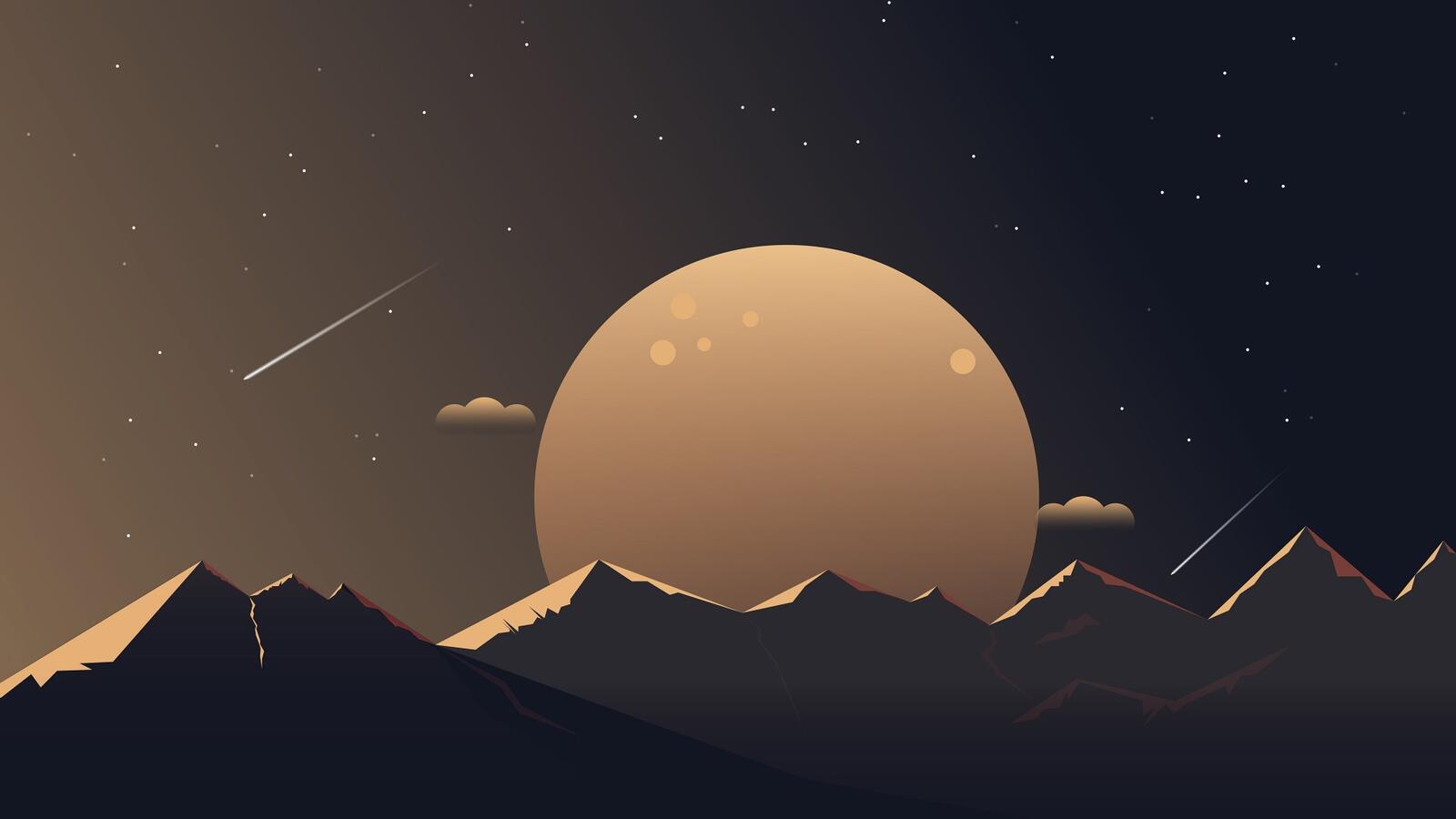 Free photo Drawing of the mountains at night