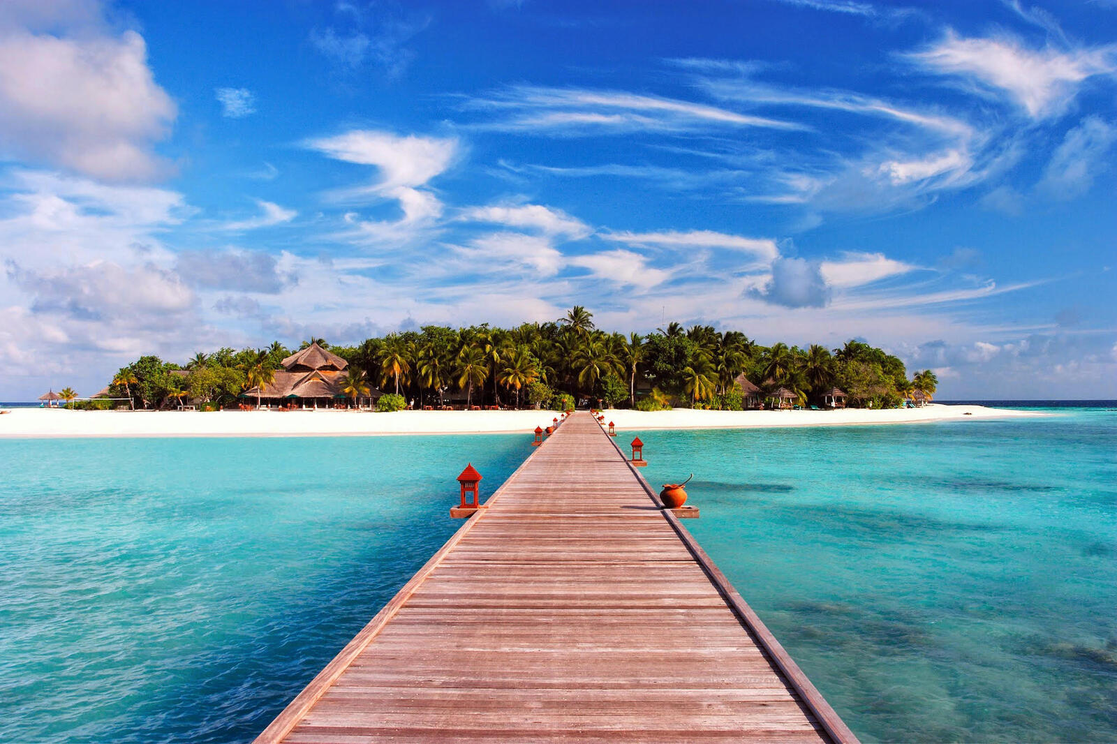Обои Мальдивы песок пальмы на рабочий стол