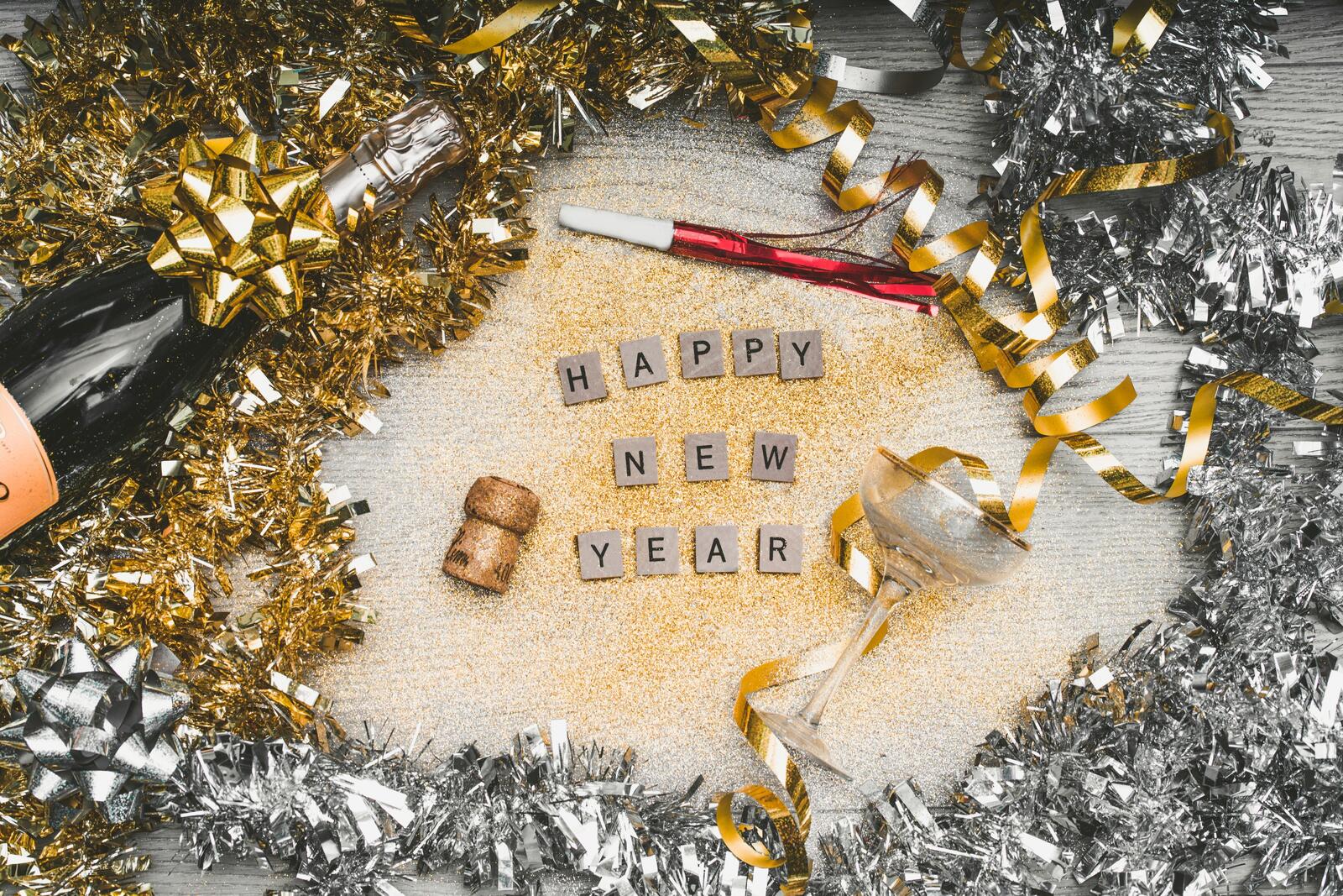 Обои новый год блестки буквы на рабочий стол