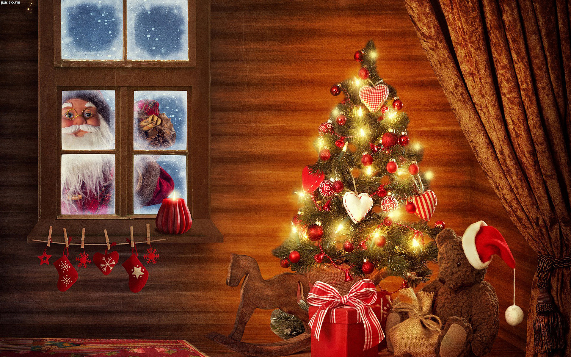 Photo free snow, christmas balls, christmas tree