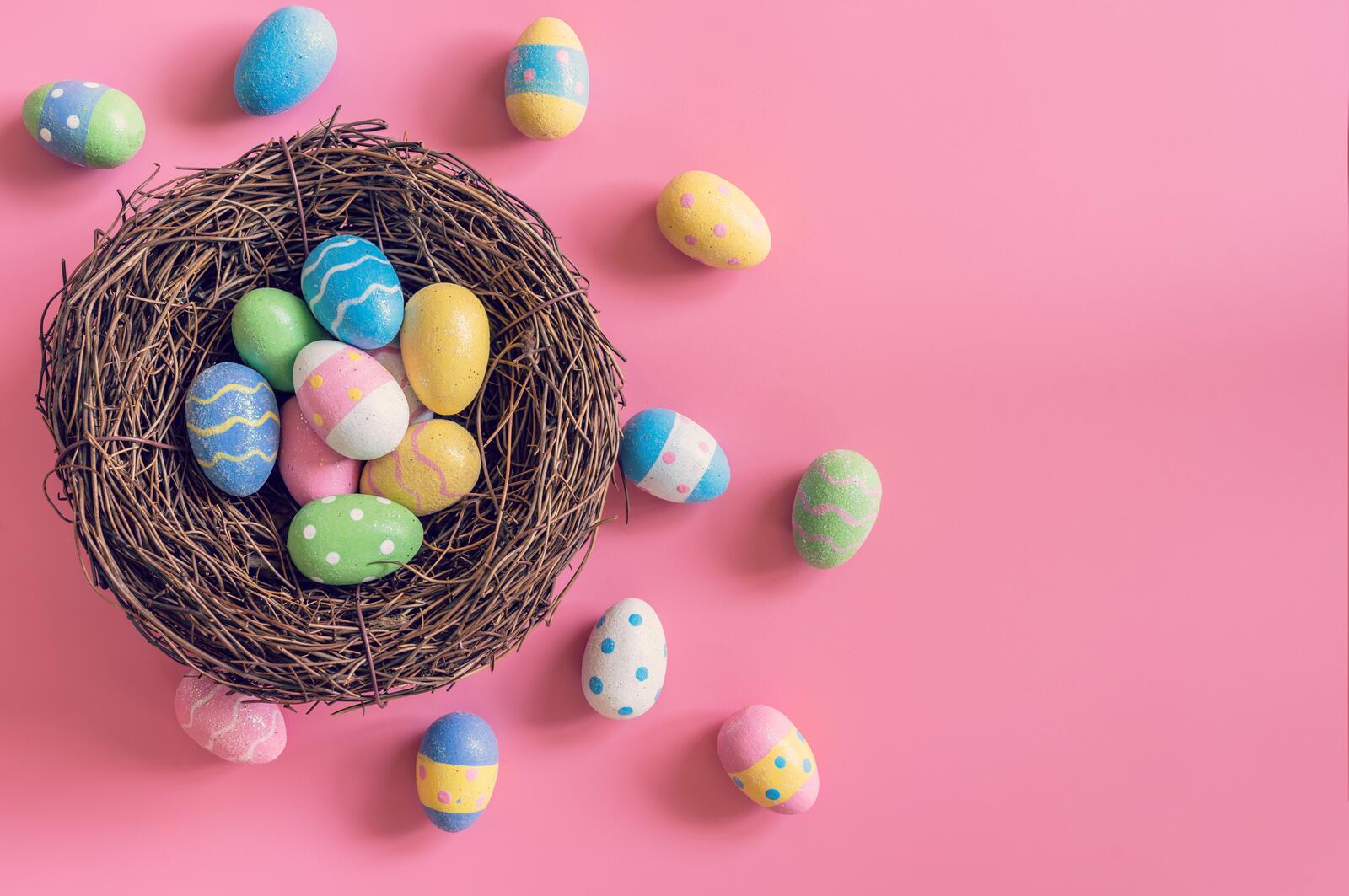 Wallpapers easter eggs pink background holidays on the desktop