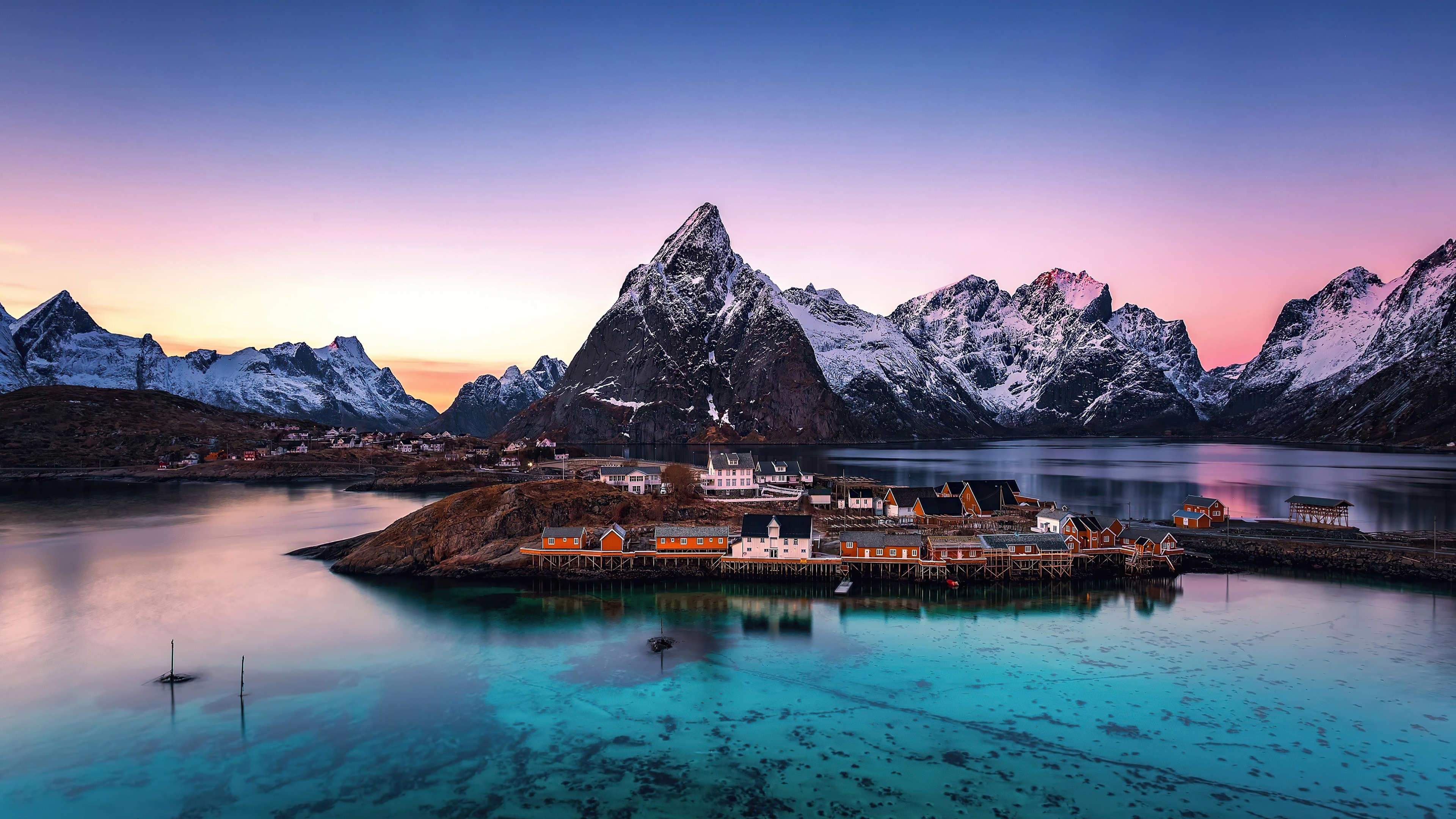 Фото бесплатно обои норвегия, гавань, восход солнца