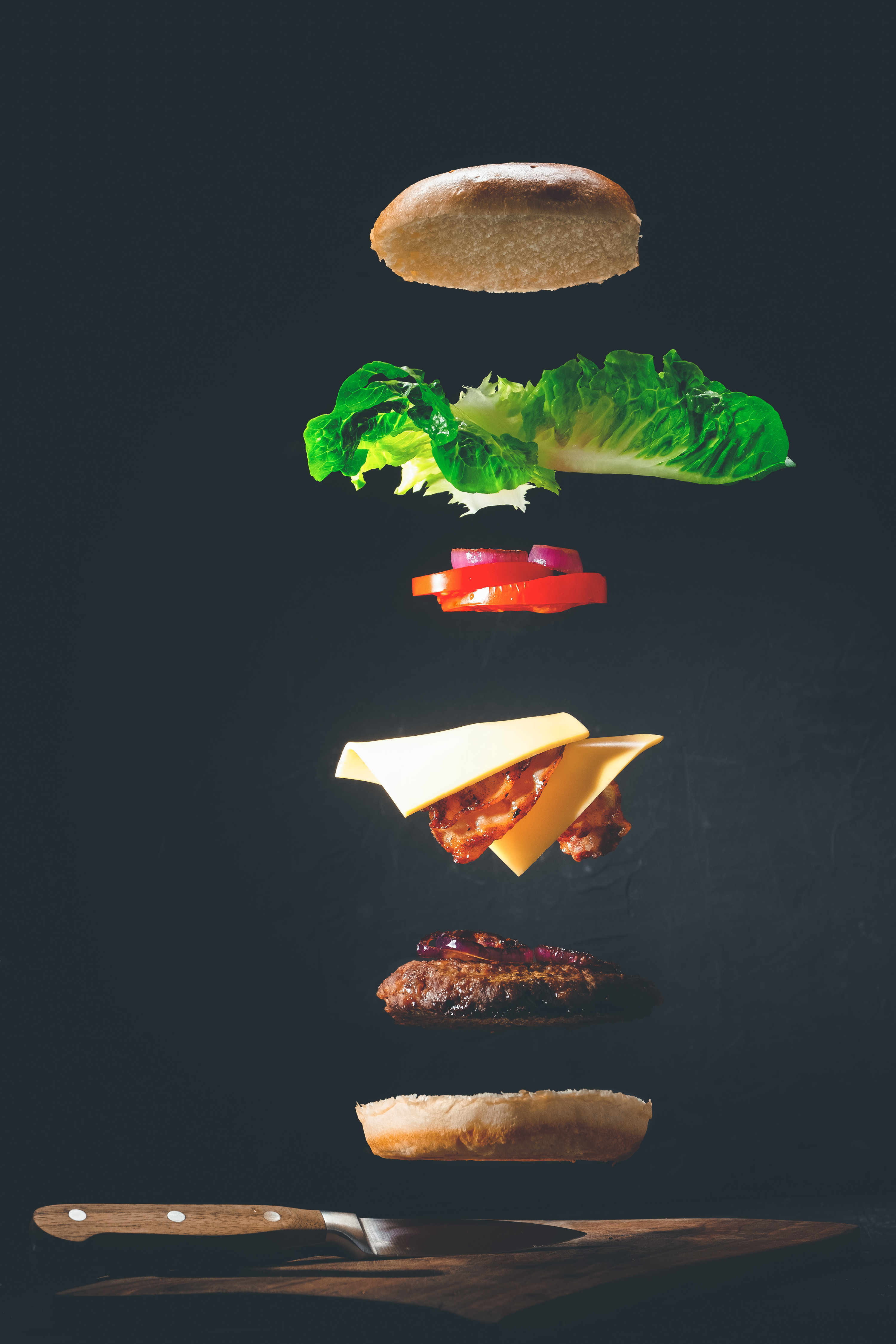 Wallpapers food knife hamburger on the desktop